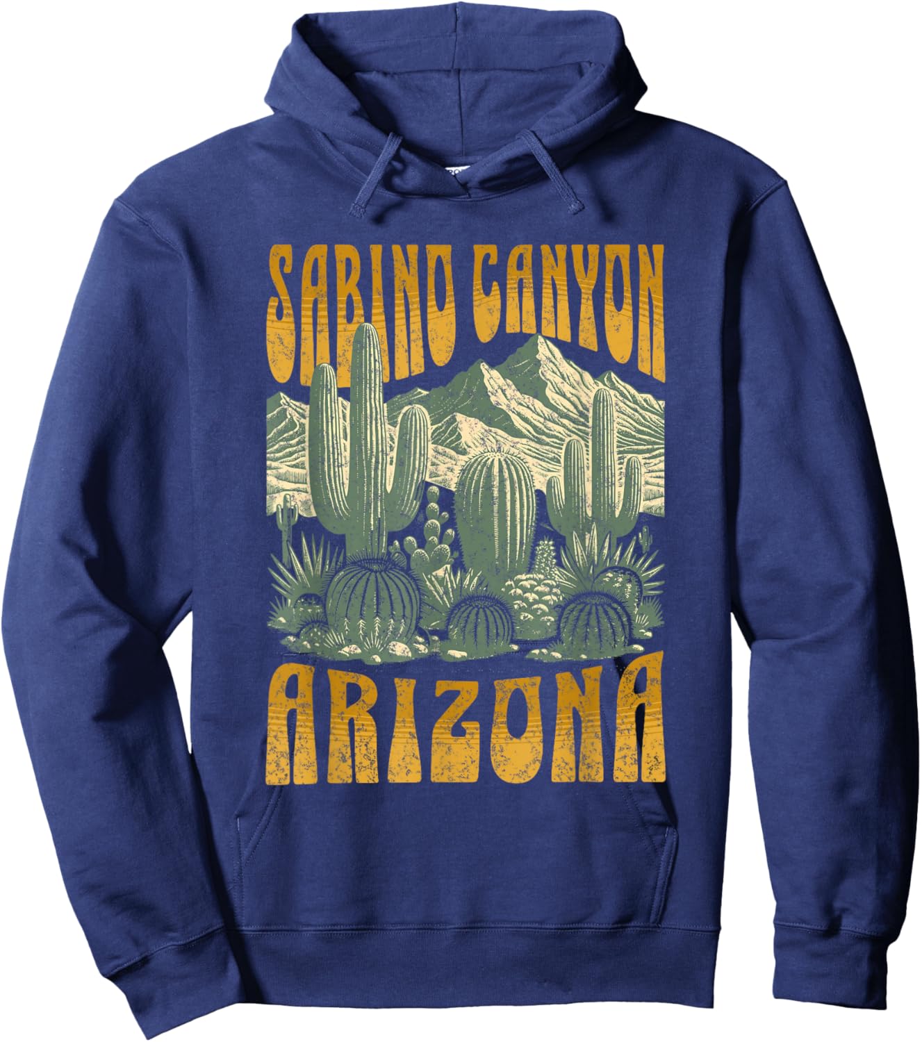 Sabino Canyon Arizona Cactus Retro Matching Family Hoodie - Hoodie | Navy