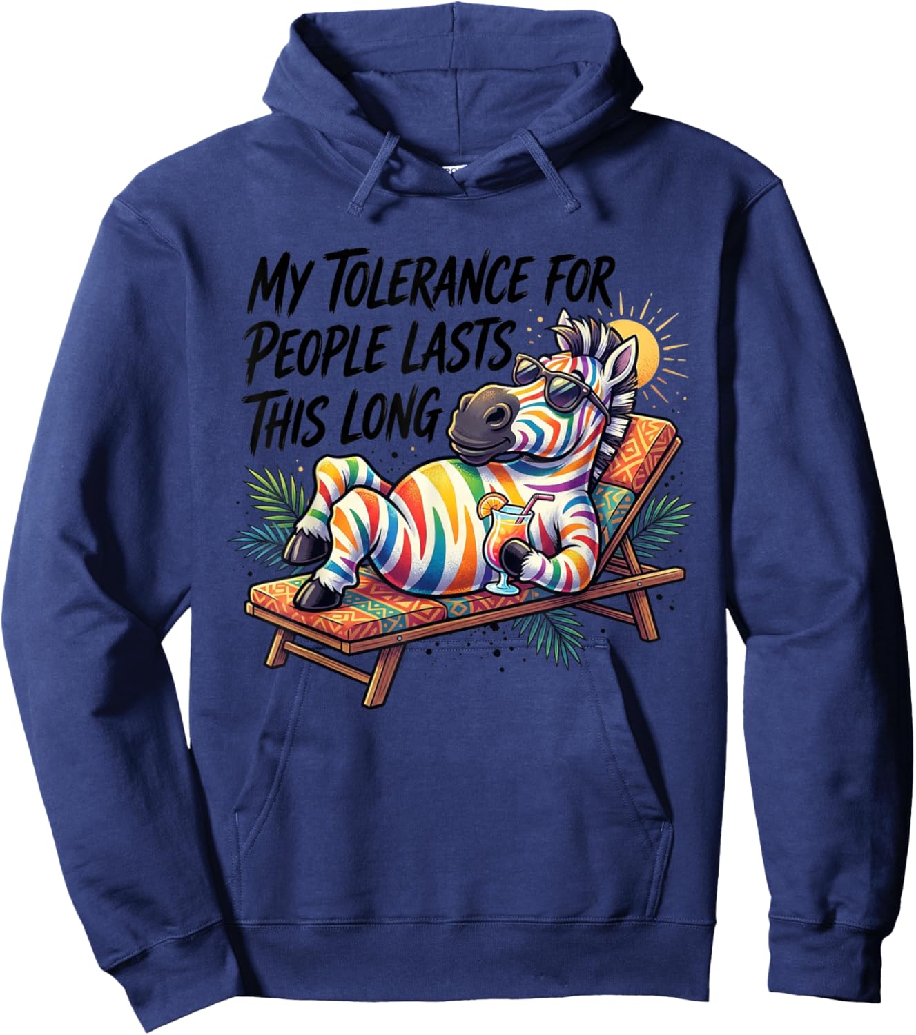 My Tolerance for People Lasts This Long Funny Horse T-Shirt Hoodie - Hoodie | Navy