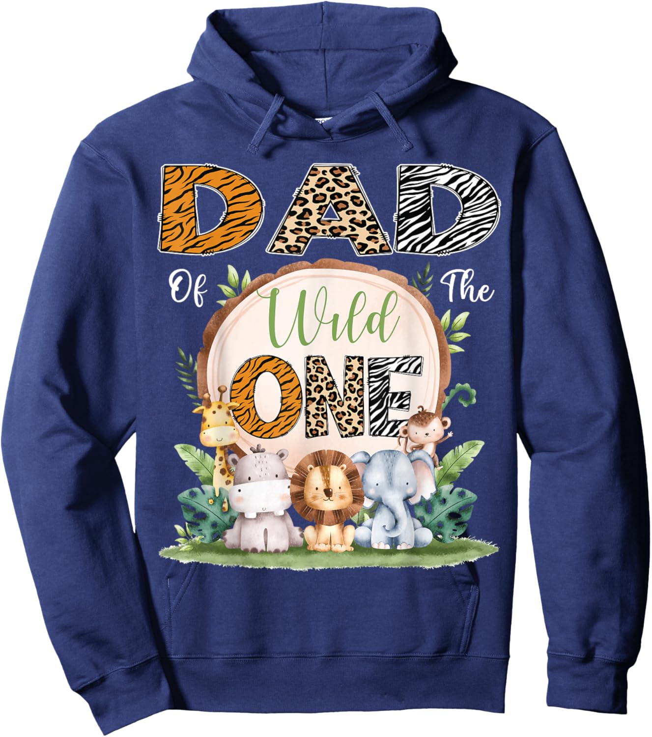 Dad Of The Wild One First Birthday Safari Woodland Hoodie - Hoodie | Navy