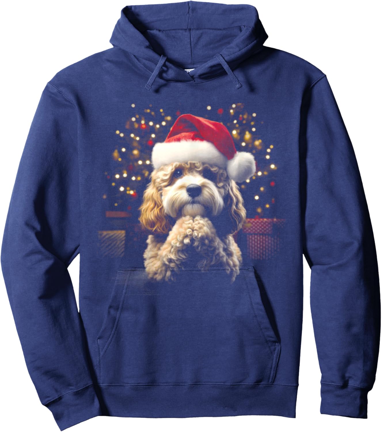 Cavapoo Cavoodle Santa Hat - Vintage Dog Xmas Lover Hoodie - Hoodie | Navy