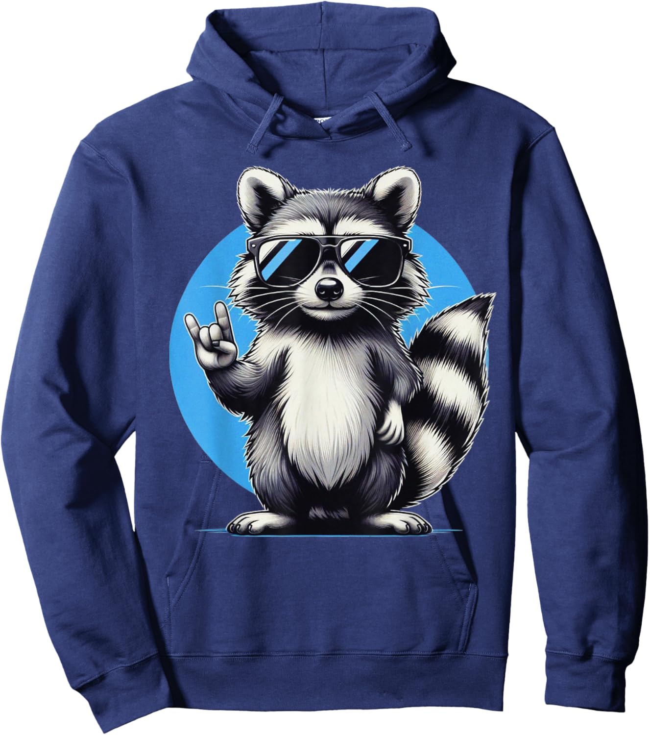 Funny Retro Raccoon Rock Music Men, Kids, Women Cool Raccoon Hoodie - Hoodie | Navy