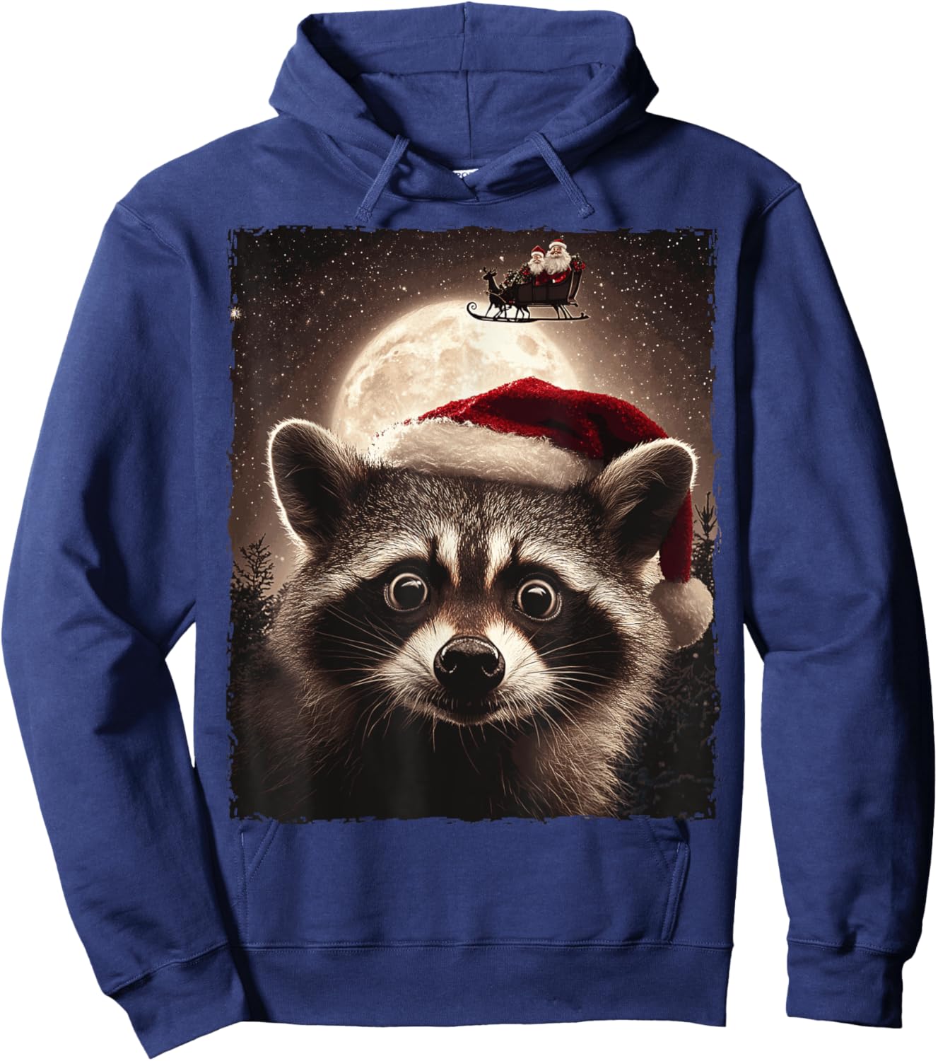 Funny Raccoon Selfie Santa Moon Xmas Christmas Hoodie - Hoodie | Navy