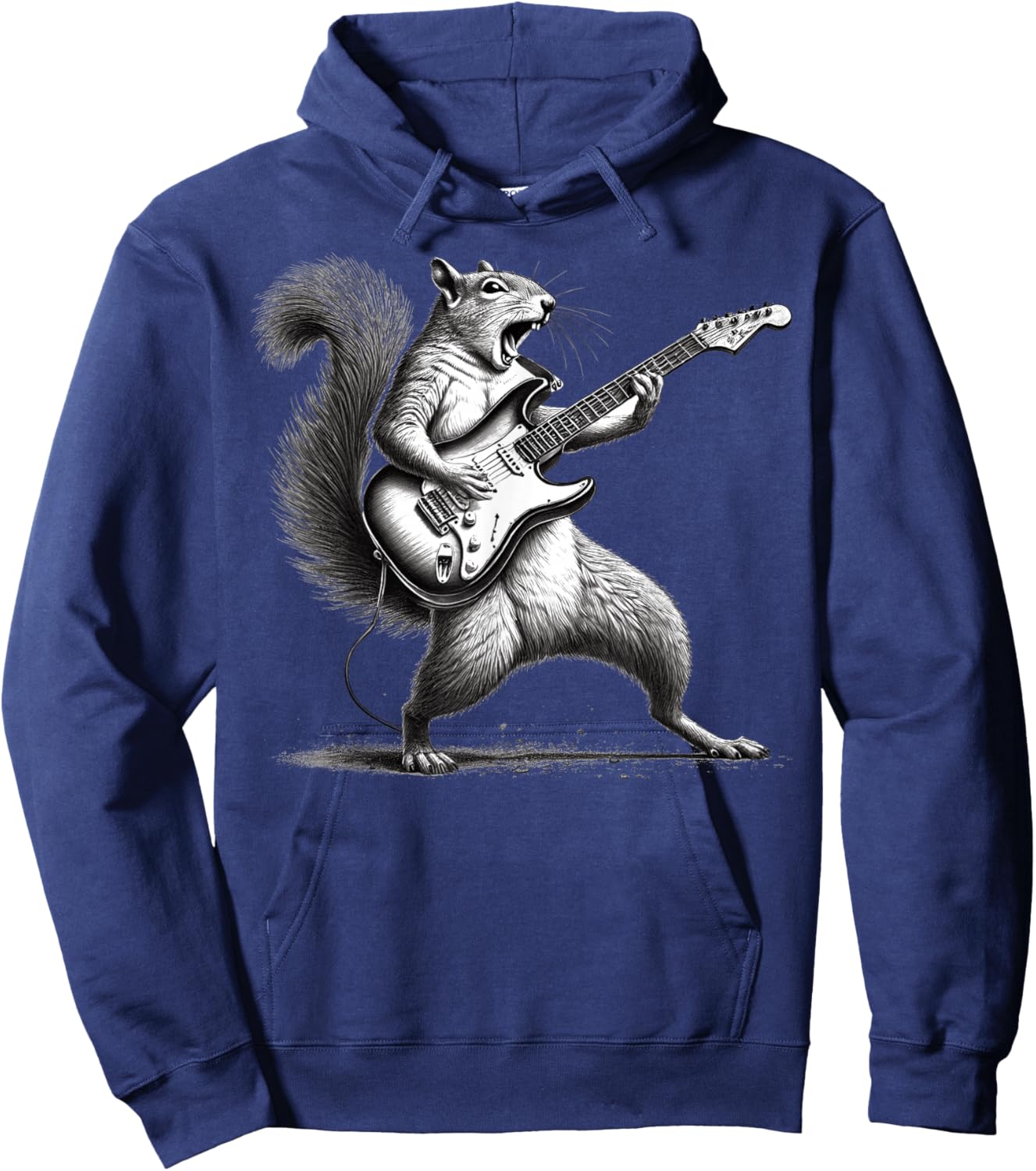 Squirrel Playing Guitar Rock Star Rock and Roll Hoodie - Hoodie | Navy