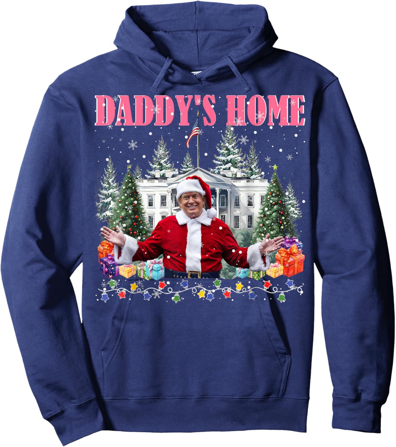 Funny Daddy's Home Trump Pink 2025 Take America Back 2025 Hoodie - Hoodie | Navy