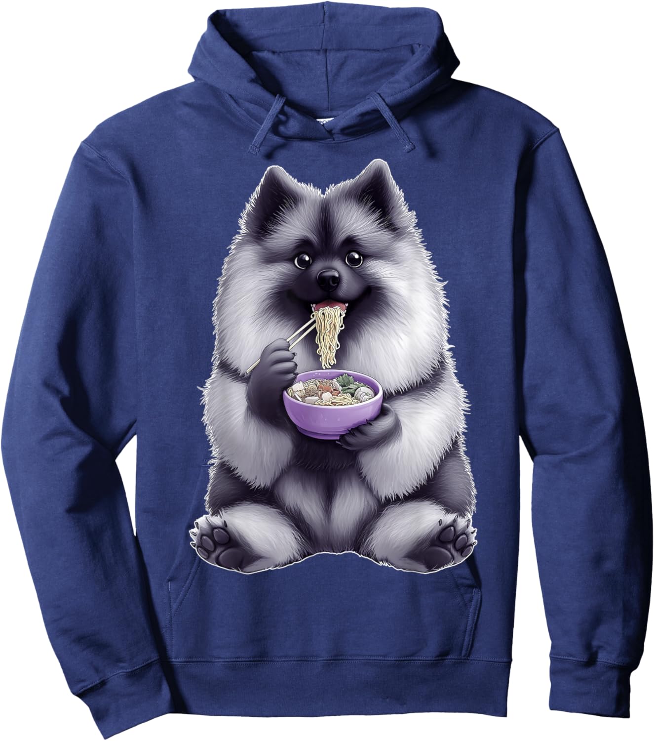 Keeshond Dog Ramen Japanese Noodles Hoodie - Hoodie | Navy