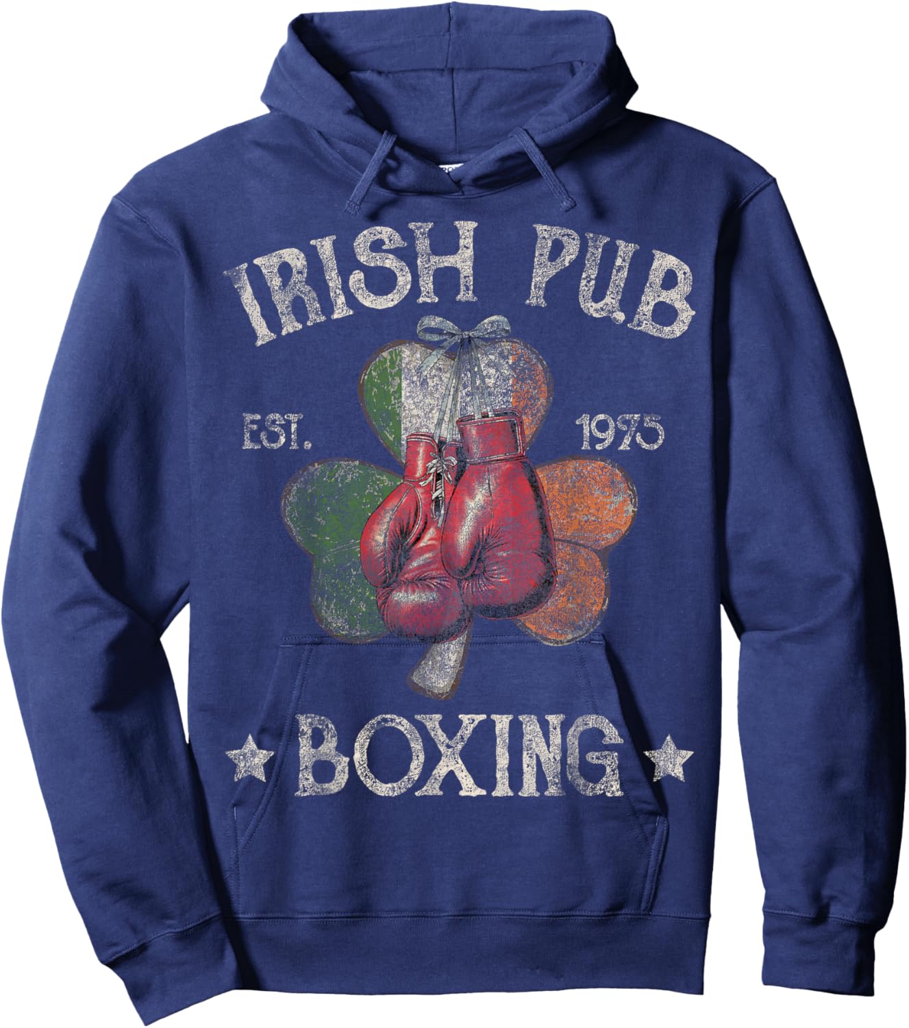 Vintage Irish Pub Est 1975 Boxing Day Distressed Awesme Hoodie - Hoodie | Navy