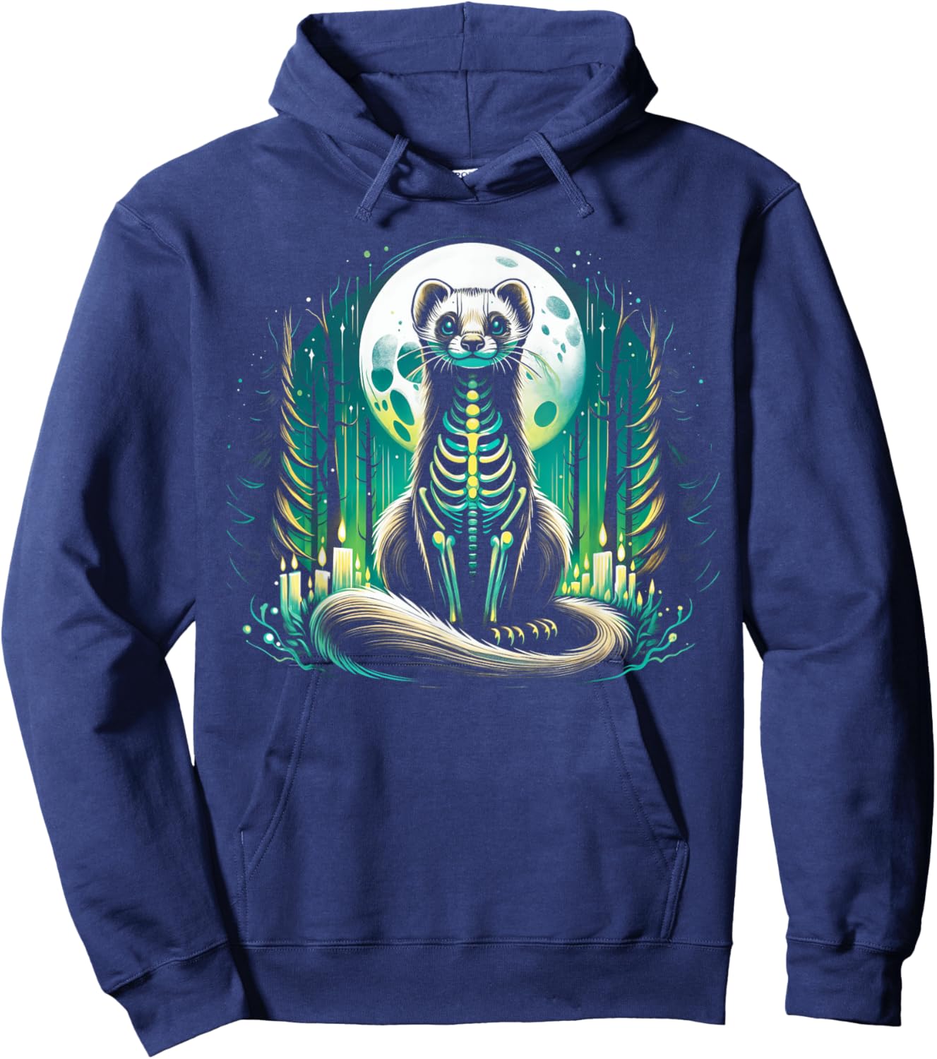 Cool Ferret Skeleton Halloween Christmas Birthday Hoodie - Hoodie | Navy