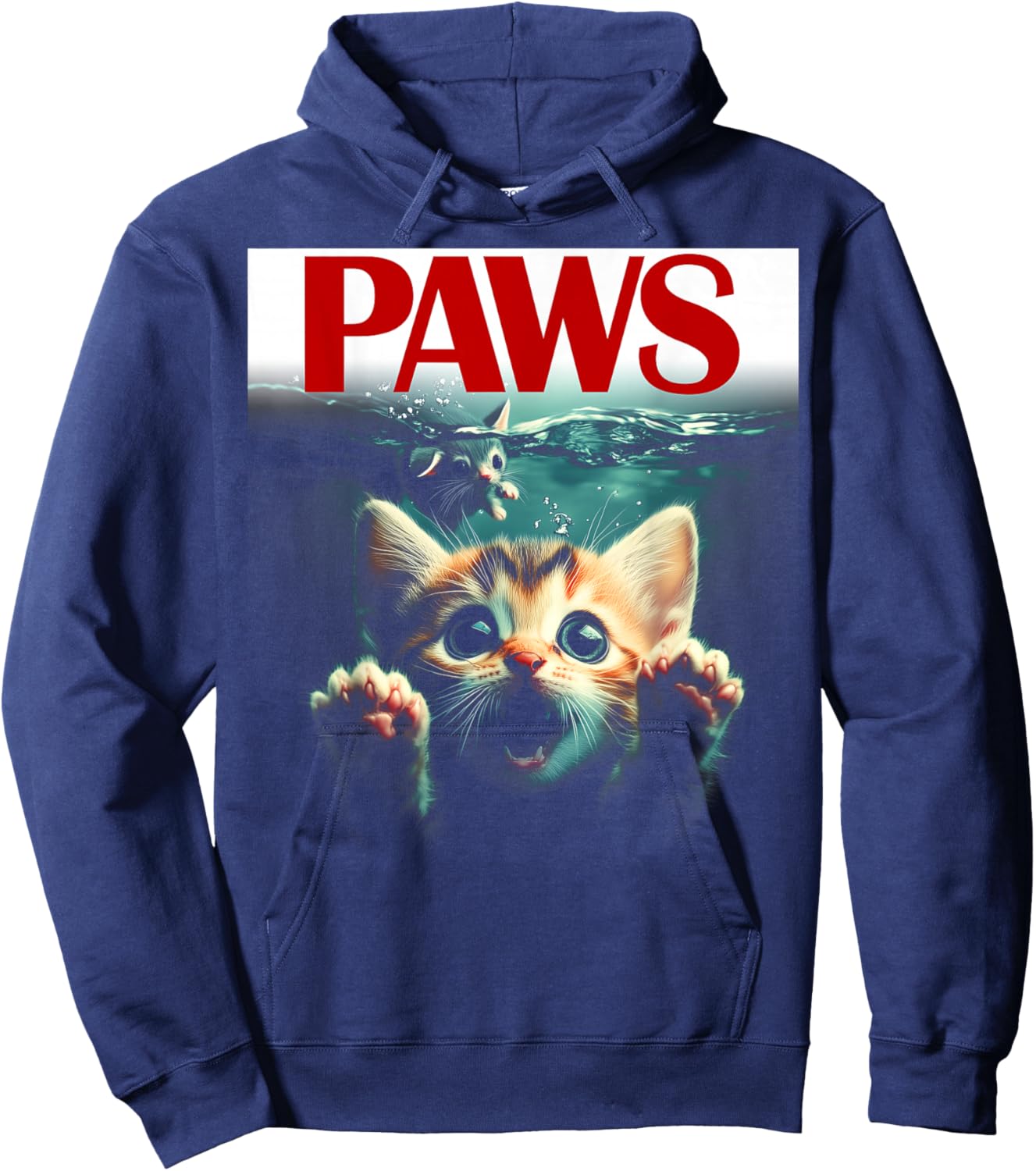 Paws cat and Mouse Funny and Cute Parody Kitten Lover Hoodie - Hoodie | Navy