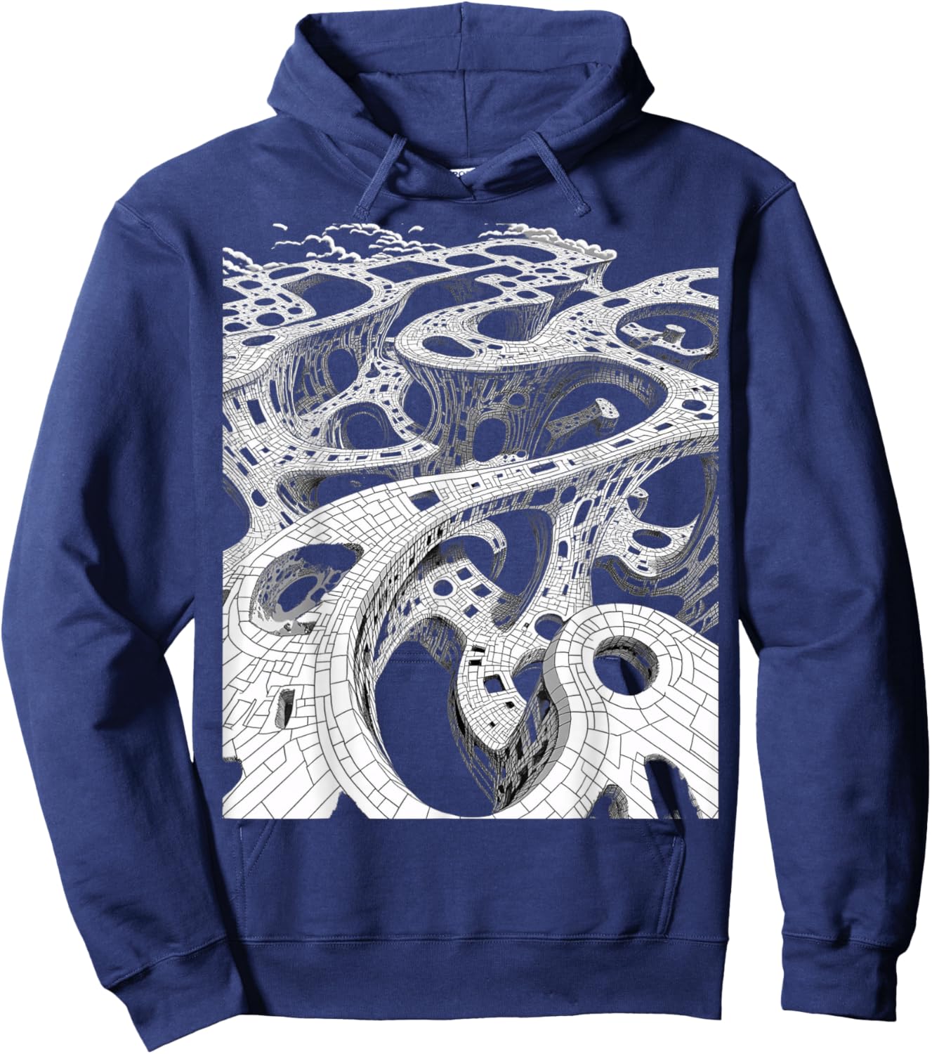 Surreal Black White Abstract Optical Illusion Hoodie - Hoodie | Navy
