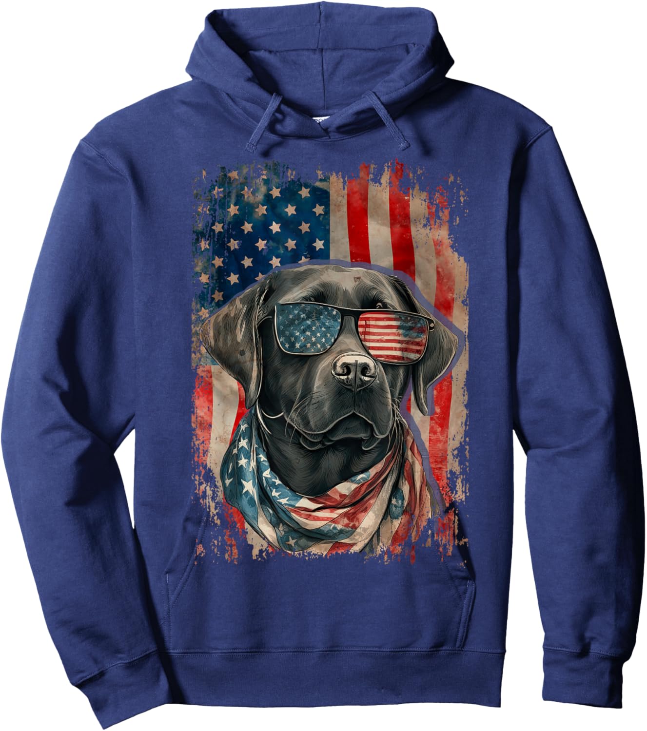 Black Labrador Retriever USA Flag Vintage Labrador Dog Lover Hoodie - Hoodie | Navy