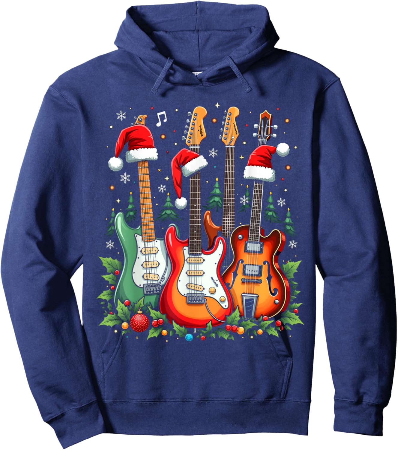 Christmas Guitar Hoodie - Hoodie | Navy