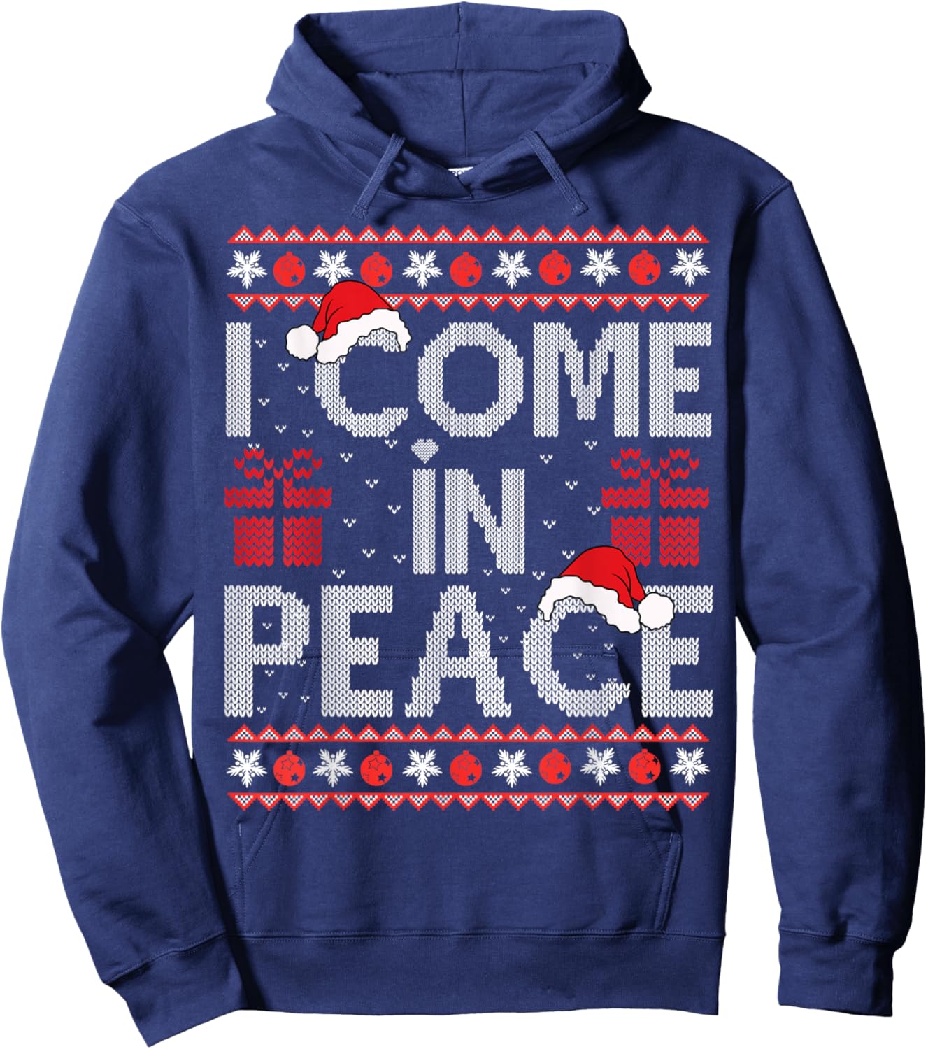 I Come In Peace I'm Peace Matching Ugly Christmas Sweater Hoodie - Hoodie | Navy