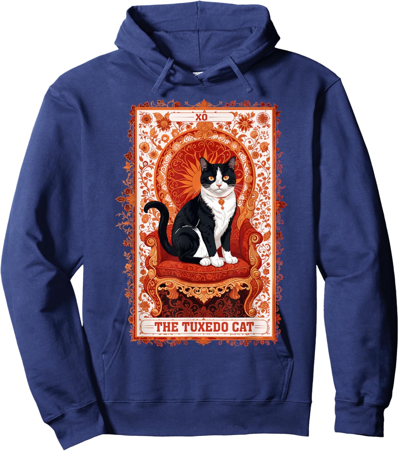 Tuxedo Cat Tarot Card Shirt Funny Tarot Reading Cat Lover Women Kids Hoodie - Hoodie | Navy