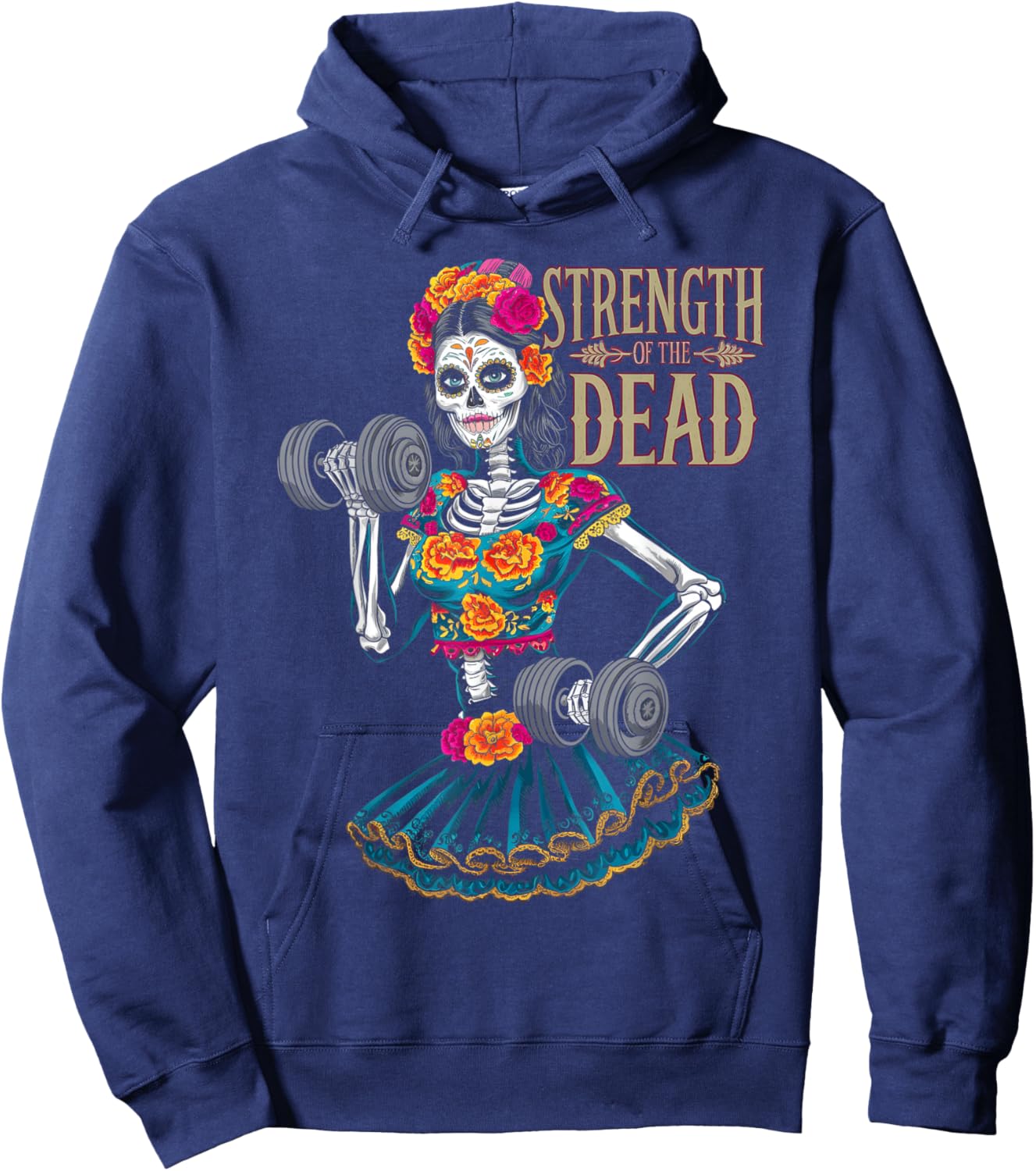 Dia De Los Muertos La Catrina Day of the Dead Gym Workout Hoodie - Hoodie | Navy