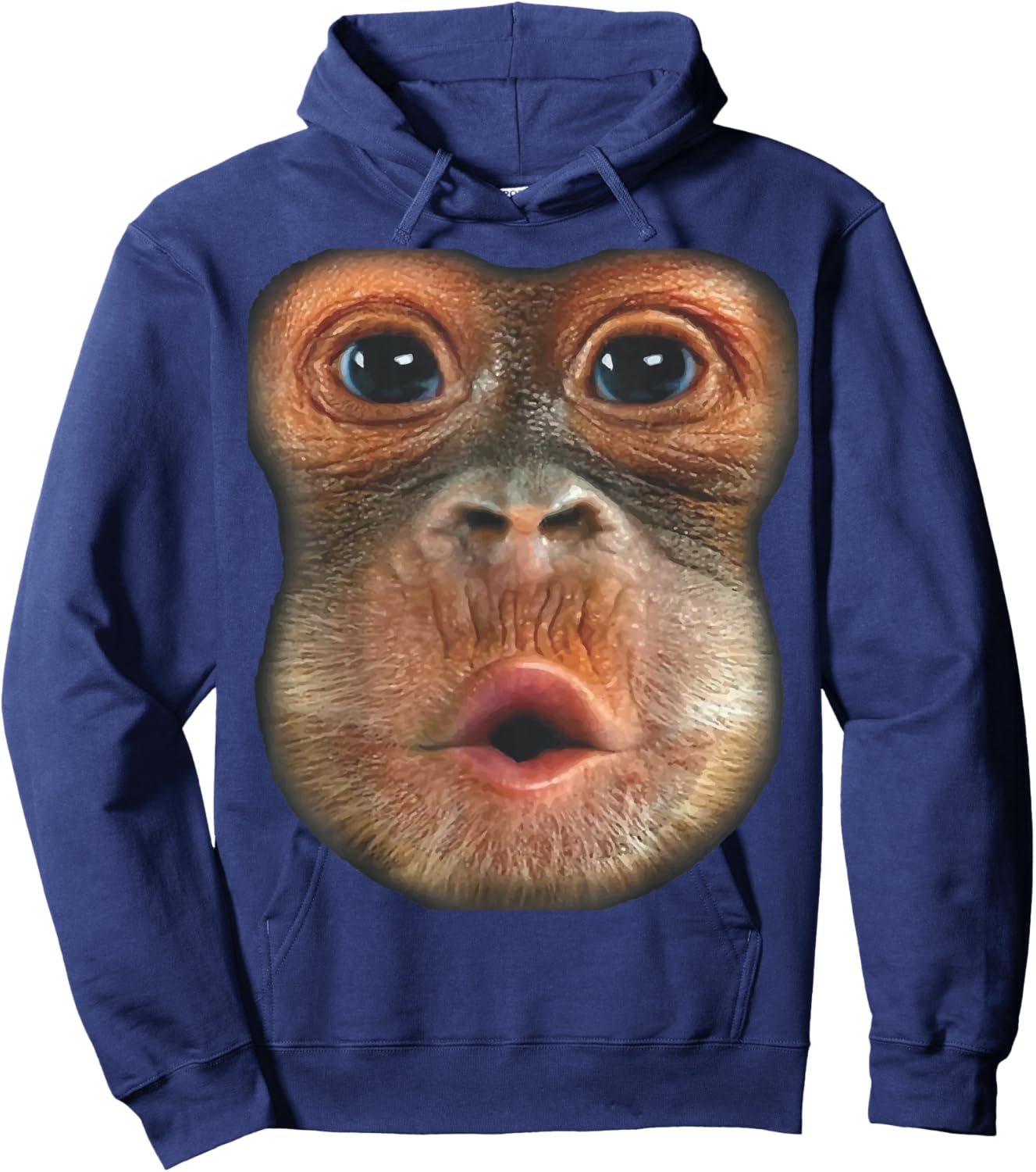 Monkey Blowing Stomach Face Hoodie - Hoodie | Navy