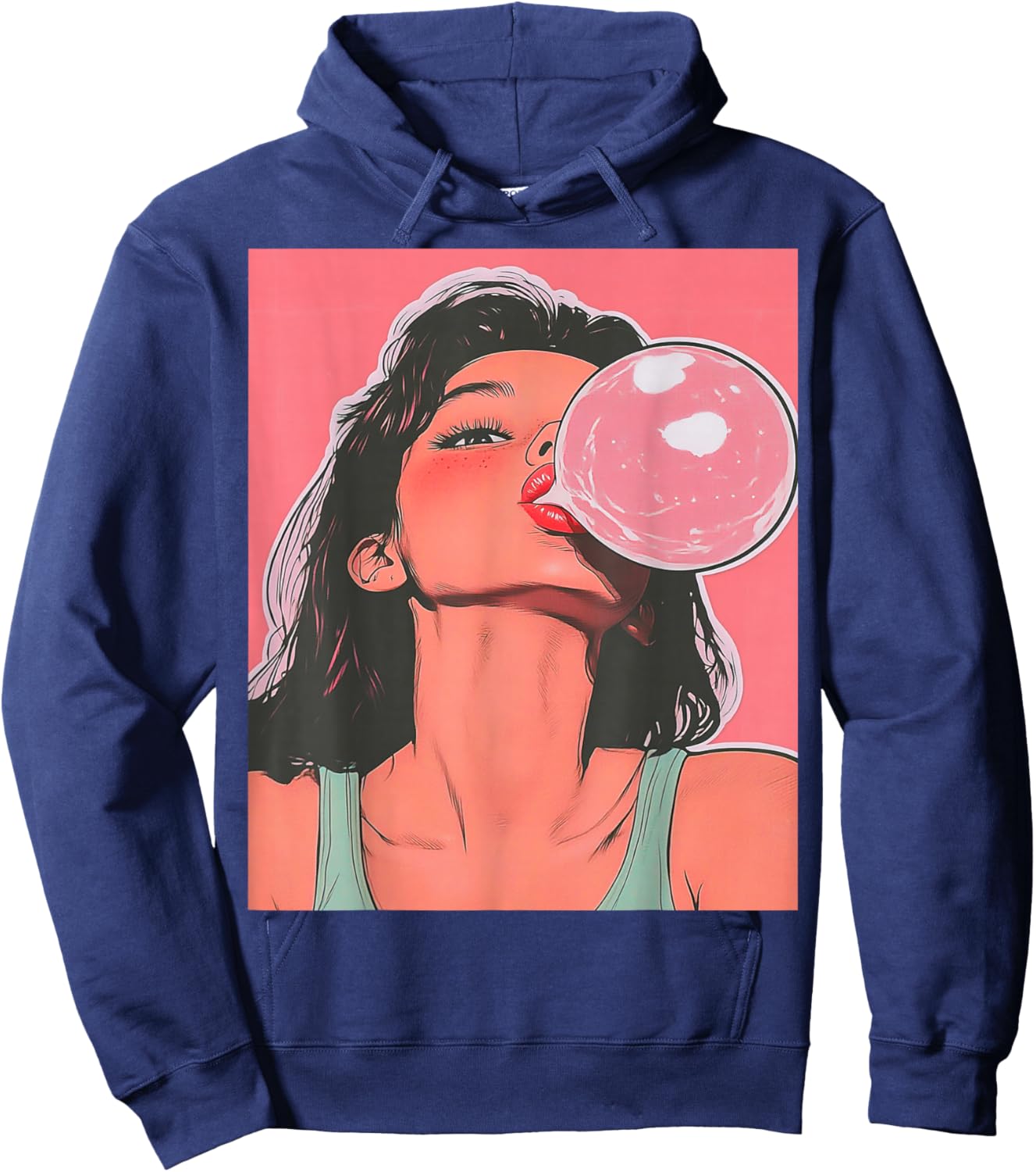 Bubble Gum Pink Adult Humor Graphic Hoodie - Hoodie | Navy