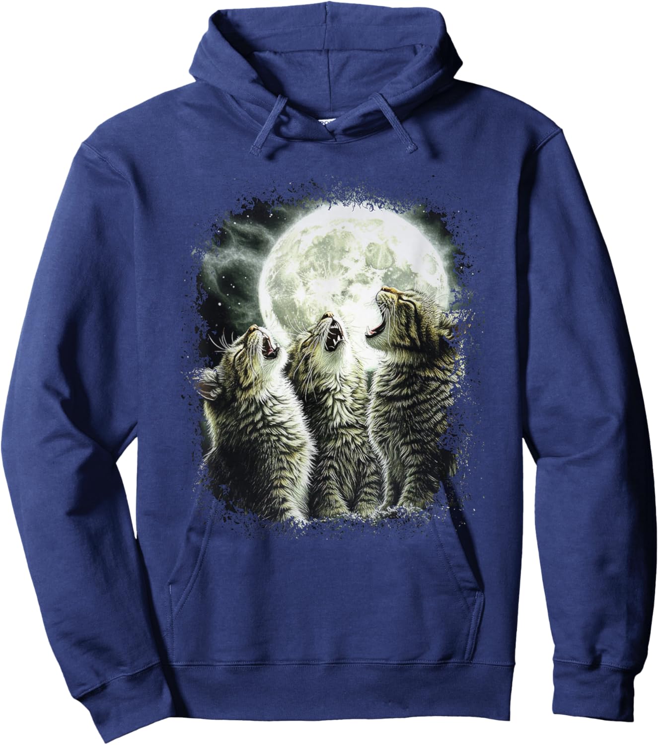Funny Cats Howling At Moon Hoodie - Hoodie | Navy