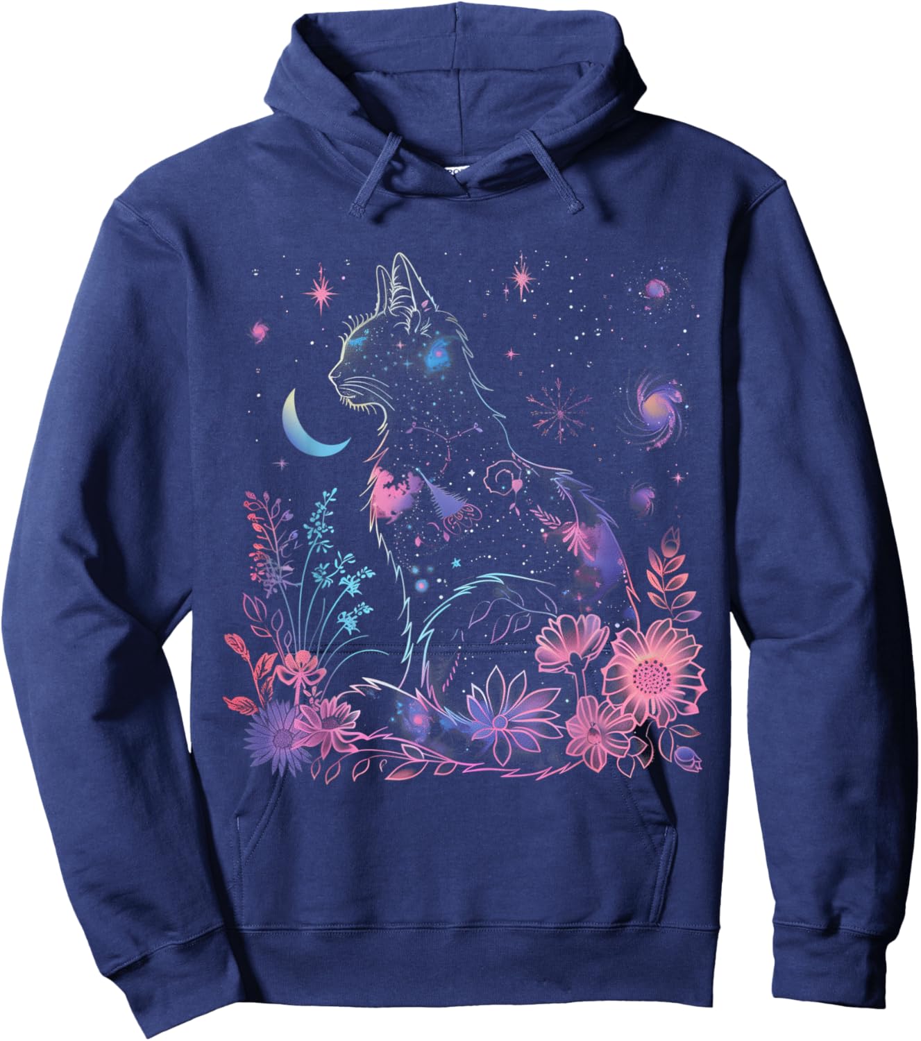 Halloween Black Cat Galaxy Costume Cat Lover Girls Hoodie - Hoodie | Navy