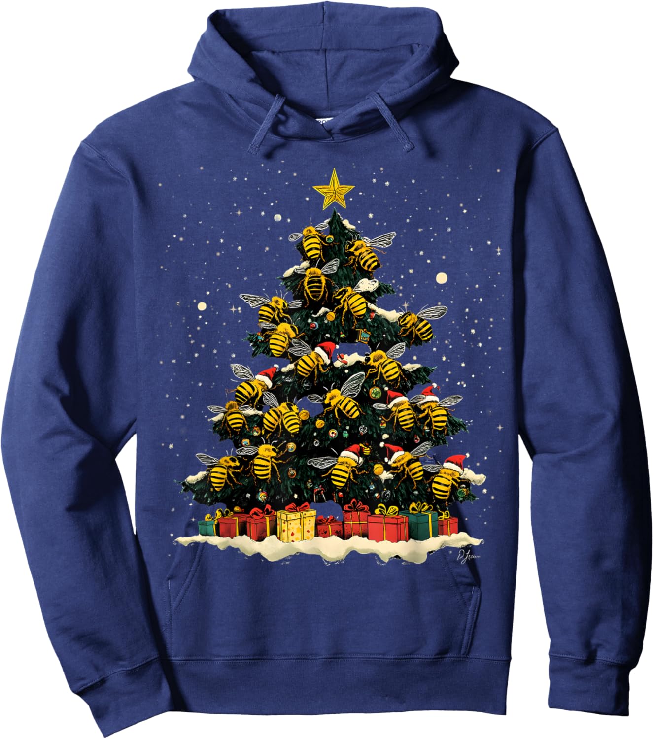 Bee Christmas Tree Ornament Decor Xmas Hoodie - Hoodie | Navy