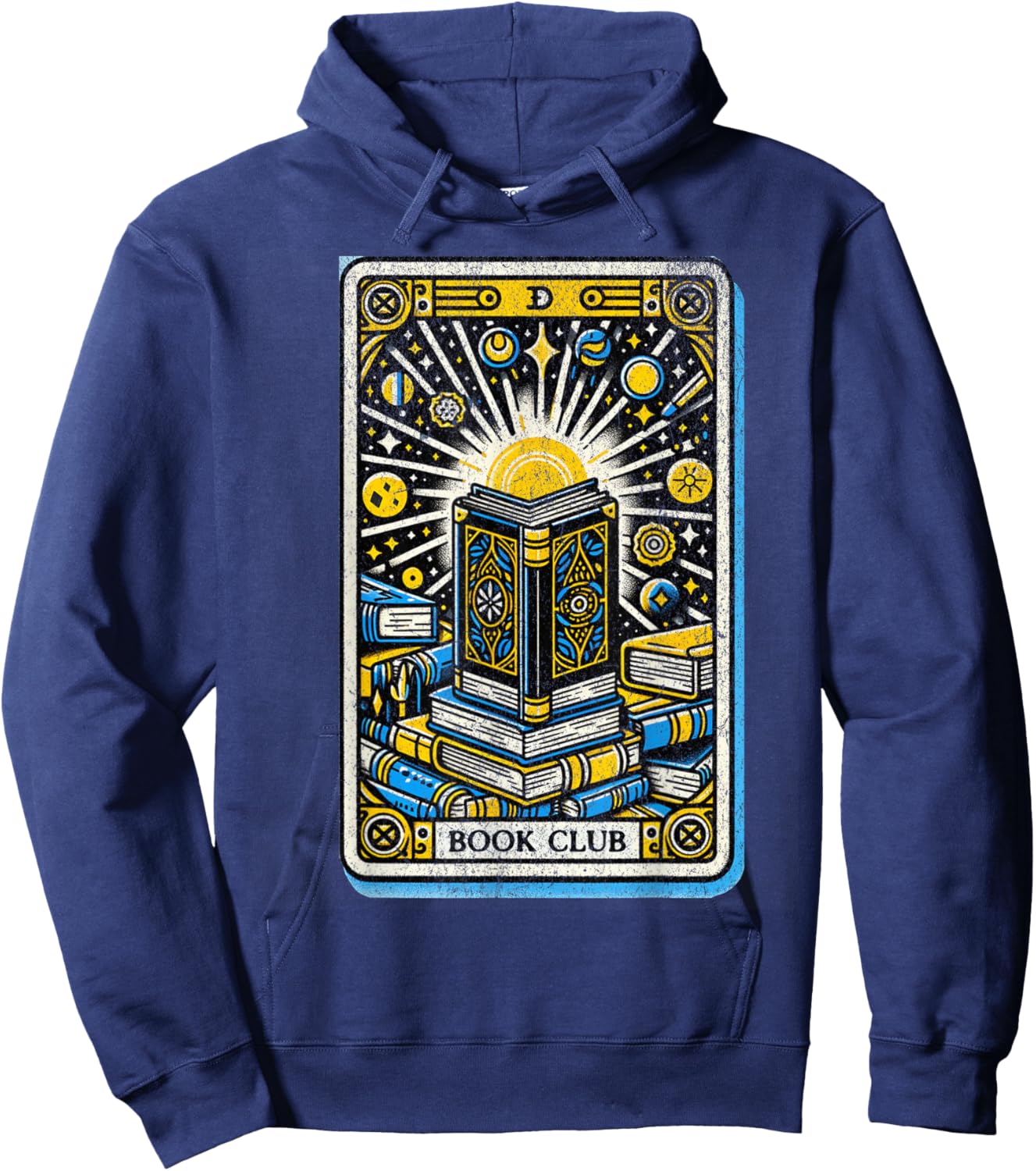 Vintage Book Club Tarot Card Library Reader Retro Book Lover Hoodie - Hoodie | Navy