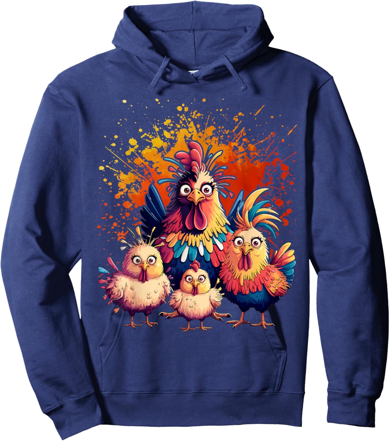 Colorful Funny Chicken Art Hoodie - Hoodie | Navy