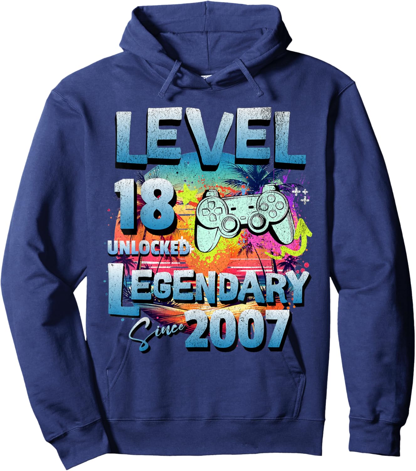 Level 18 years old unlocked since 2007 Legendary birthday Hoodie - Hoodie | Navy