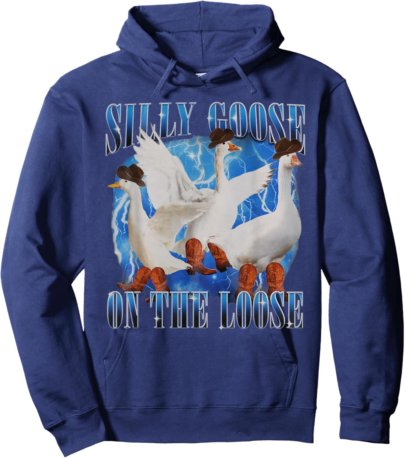 Western Goose Cowboy Silly Goose On The Loose Funny Men Hoodie - Hoodie | Navy