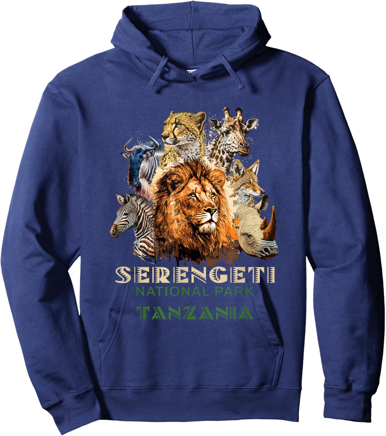 African Serengeti National Park Animal Safari Tanzania Hoodie - Hoodie | Navy