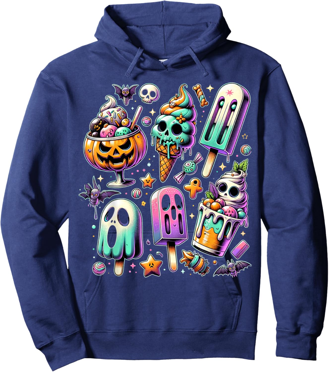 Vintage Horror Movie Summer Popsicle Halloween Summerween Hoodie - Hoodie | Navy