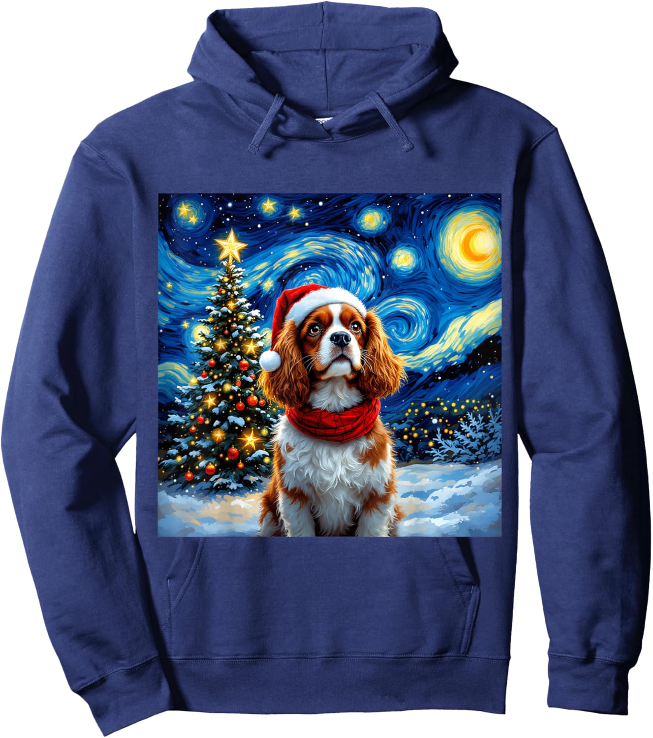 Cavalier King Charles Spaniel Starry Night Christmas Holiday Hoodie - Hoodie | Navy