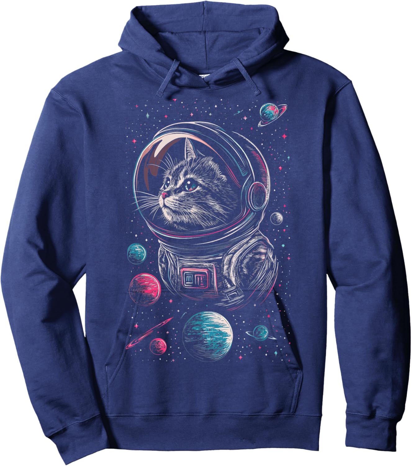 Funny Astronaut Cat | Graphic Hoodie - Hoodie | Navy