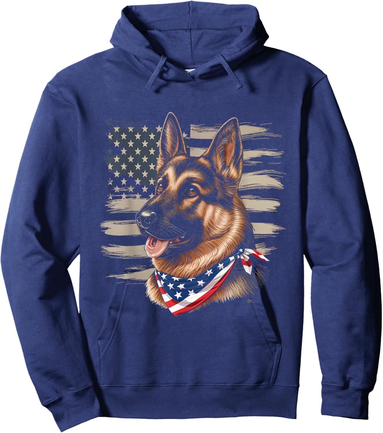 German Shepherd American Flag Dog Patriotic Pet Hoodie - Hoodie | Navy