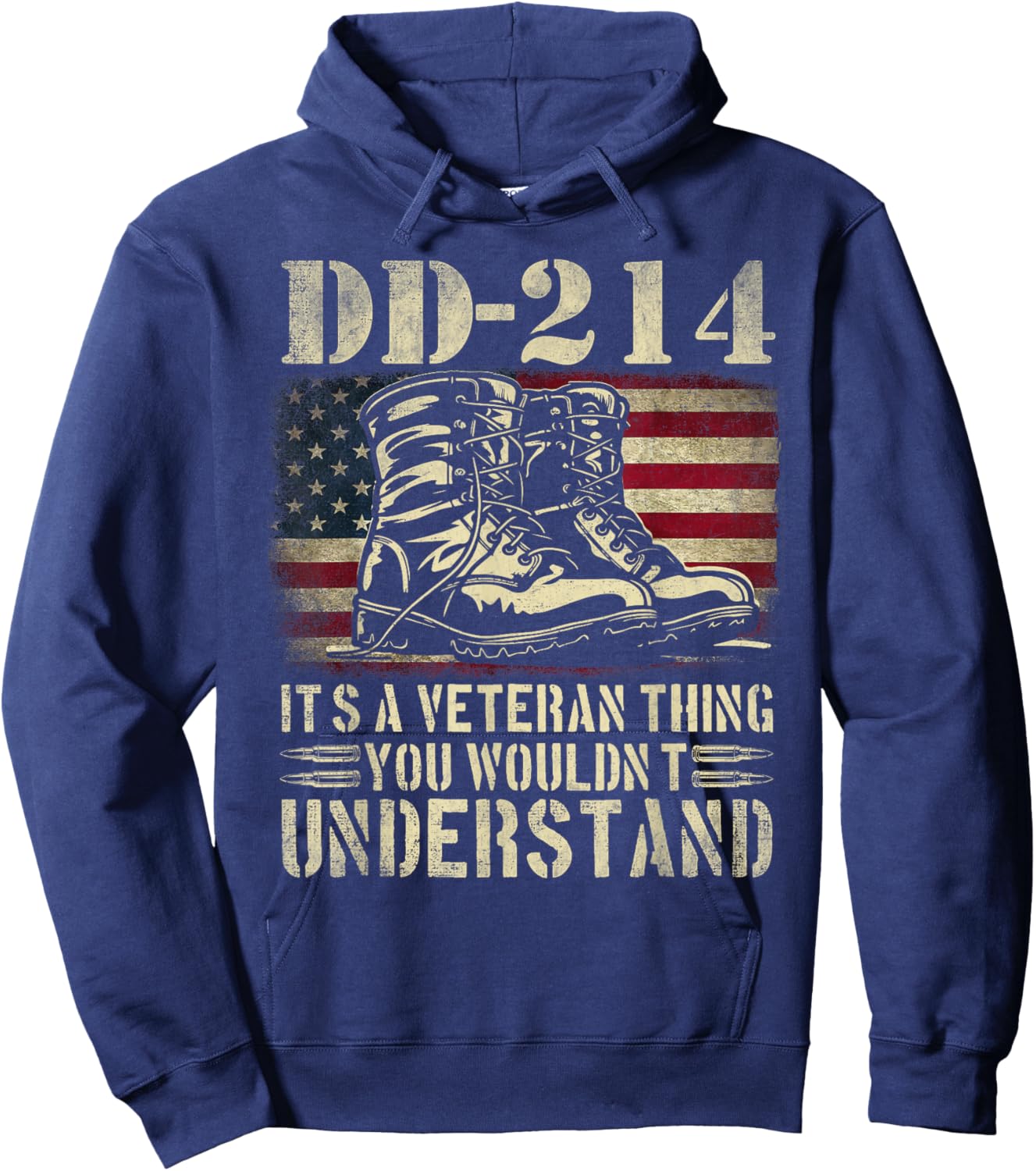 DD-214 Alumni Veterans Patriotic US American Flag Hoodie - Hoodie | Navy