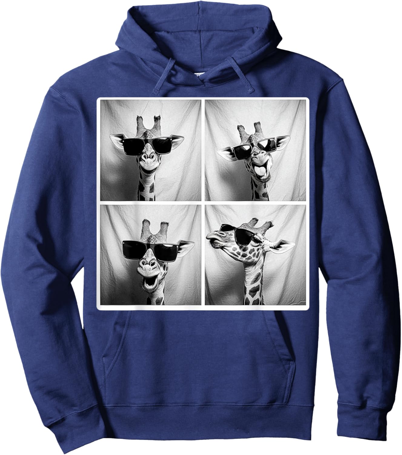 Giraffe Wearing Sunglasses Funny Photobooth Safari Selfie Hoodie - Hoodie | Navy