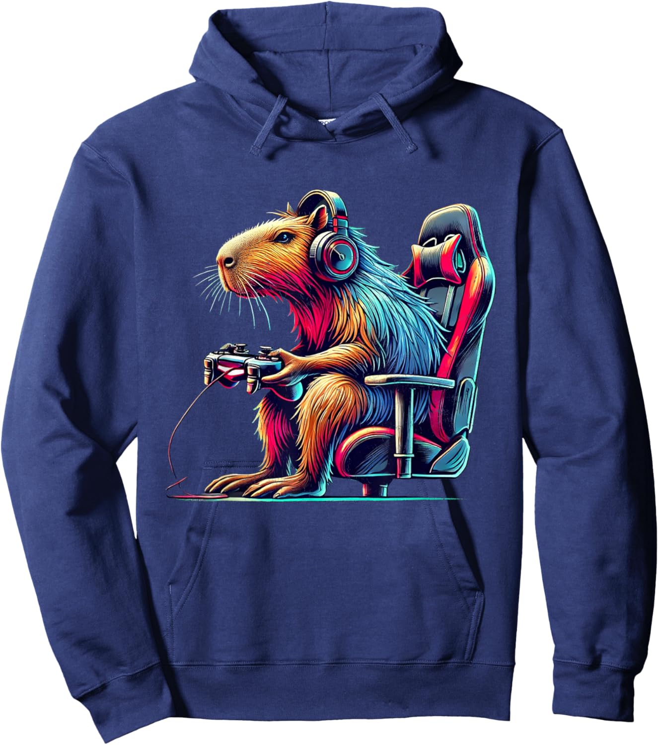 Funny Capybara Gaming Retro Rodent Capybara Video Games Hoodie - Hoodie | Navy