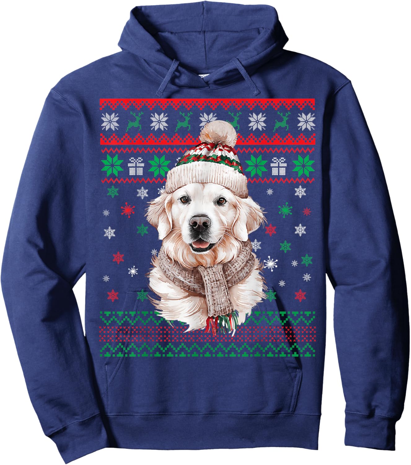 White English Cream Golden Retriever Mom Dog Puppy Christmas Hoodie - Hoodie | Navy