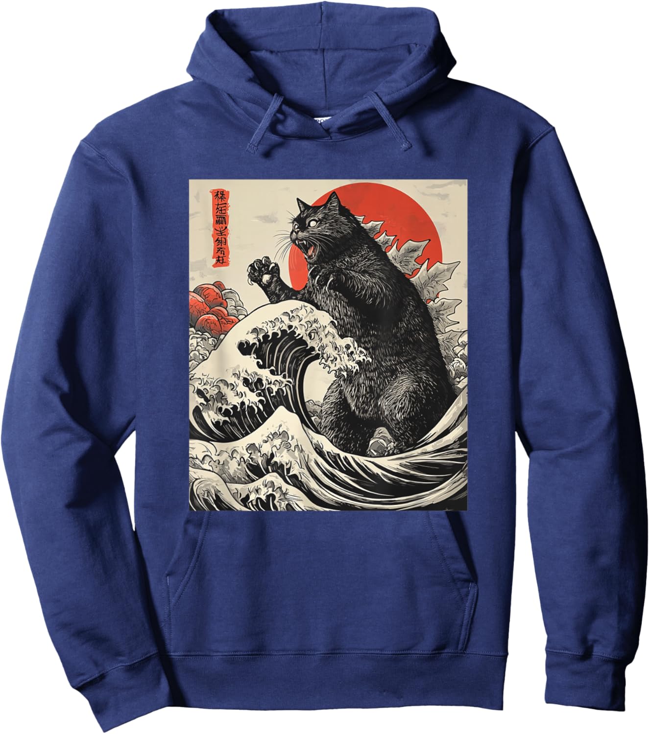 Catzilla Cat Japanese Art Funny Cat Women Kid Hoodie - Hoodie | Navy