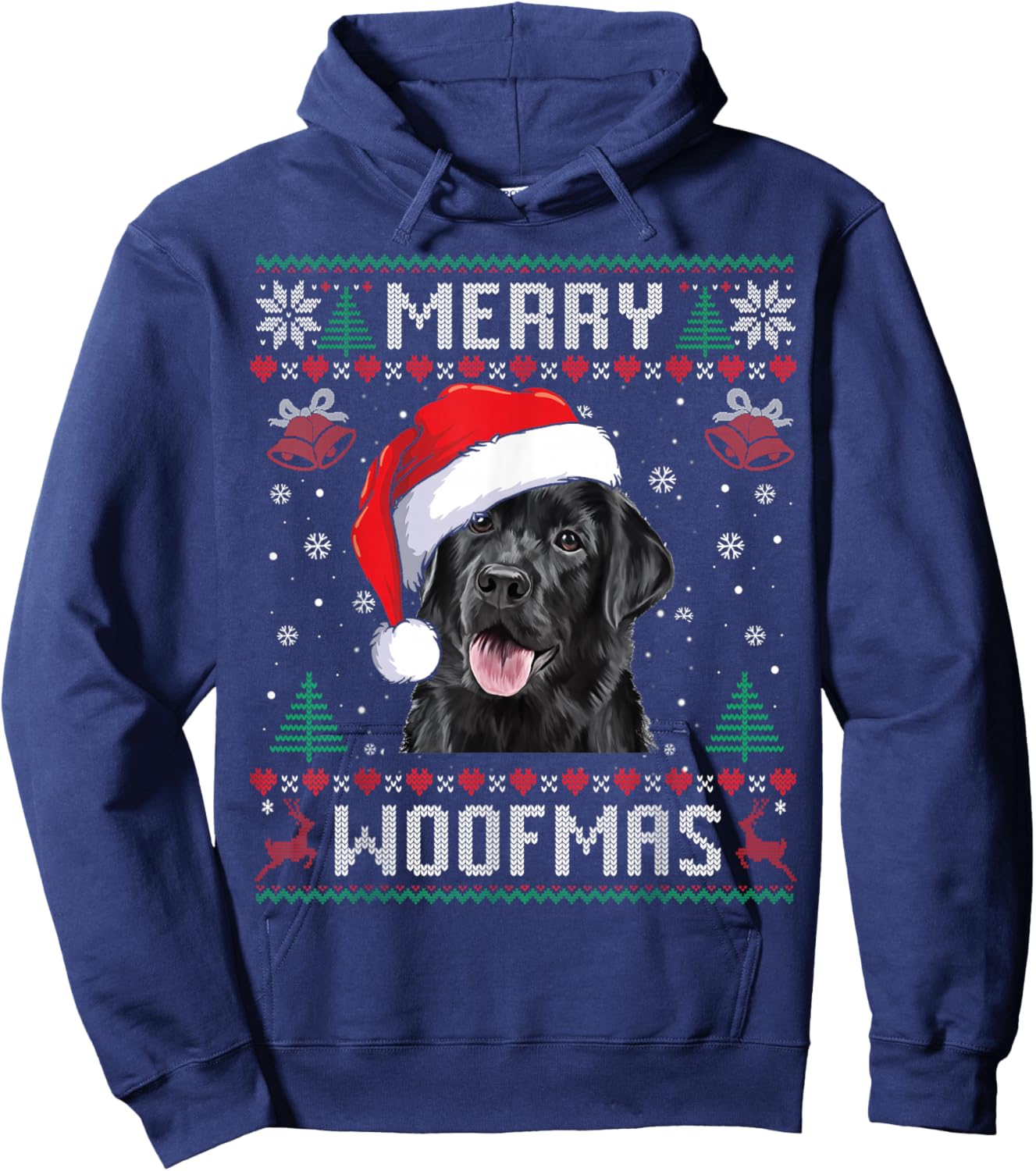Merry Woofmas Ugly Sweater Black Lab Labrador Christmas Hoodie - Hoodie | Navy