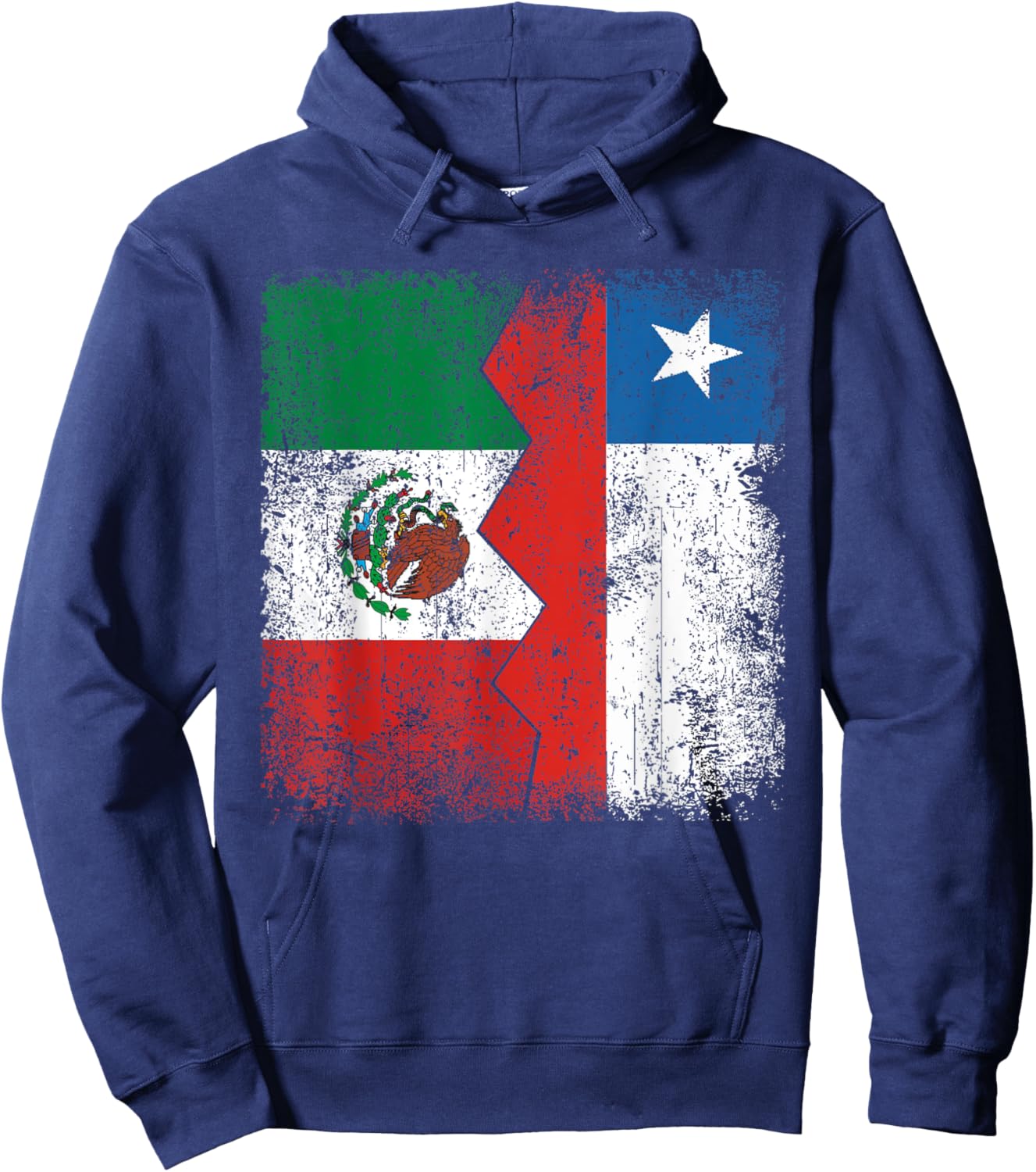Chilean Roots | Half Mexican Flags | Mexico Chile Vintage Hoodie - Hoodie | Navy