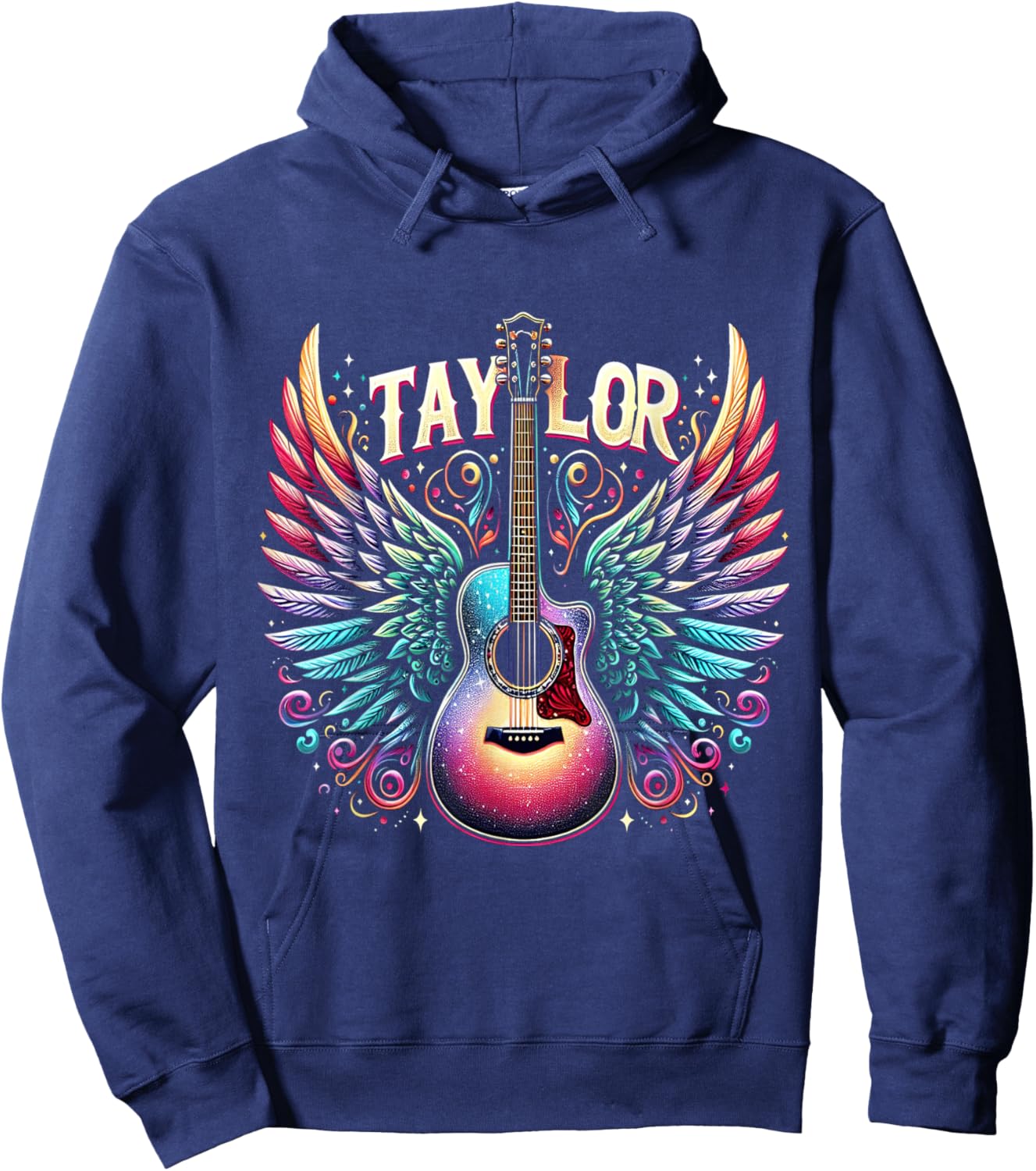 Girl Retro Taylor First Name Personalized Groovy 80's Hoodie - Hoodie | Navy
