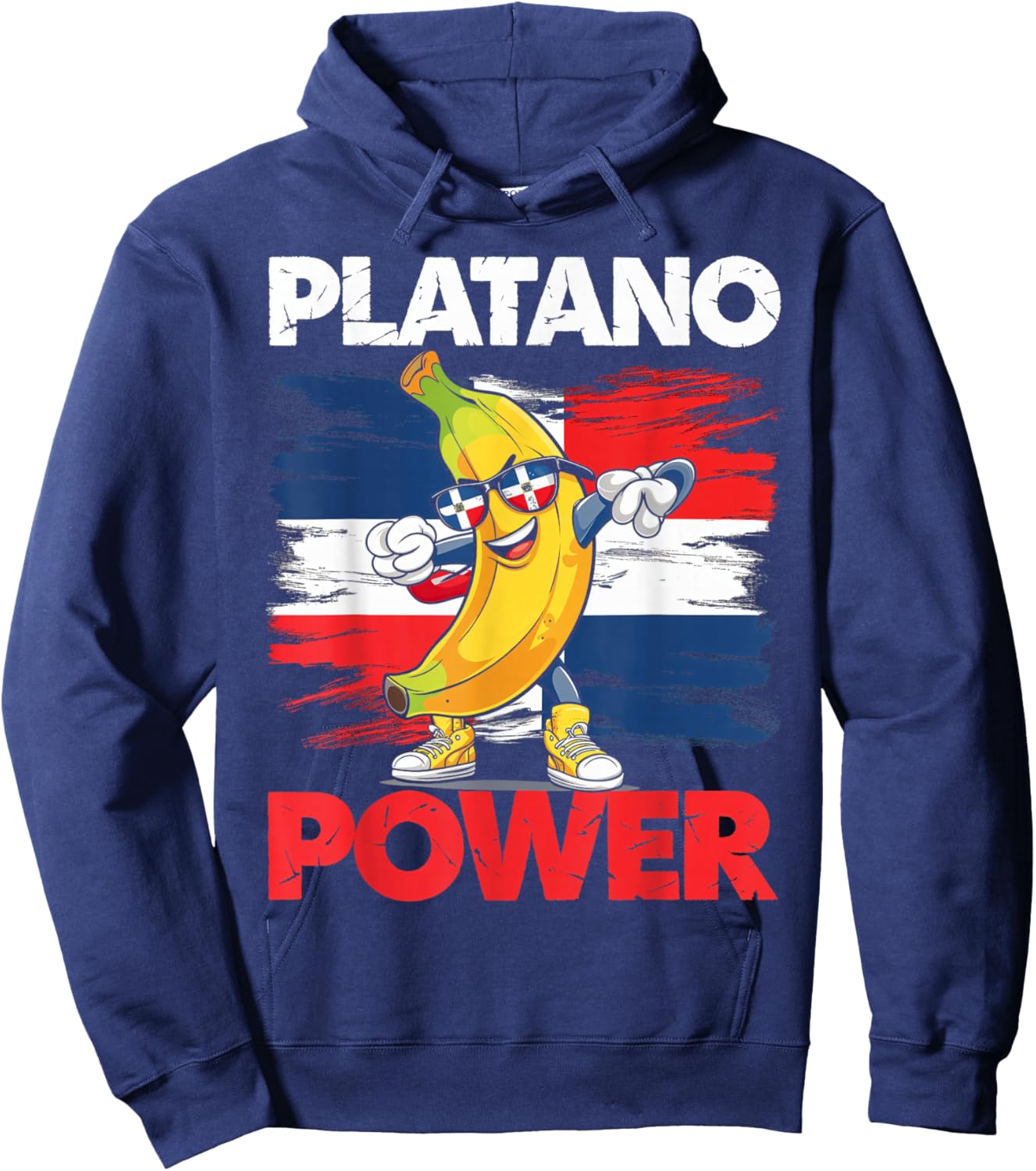 Platano Power Dominican Republic Banana Pride Flag Hoodie - Hoodie | Navy