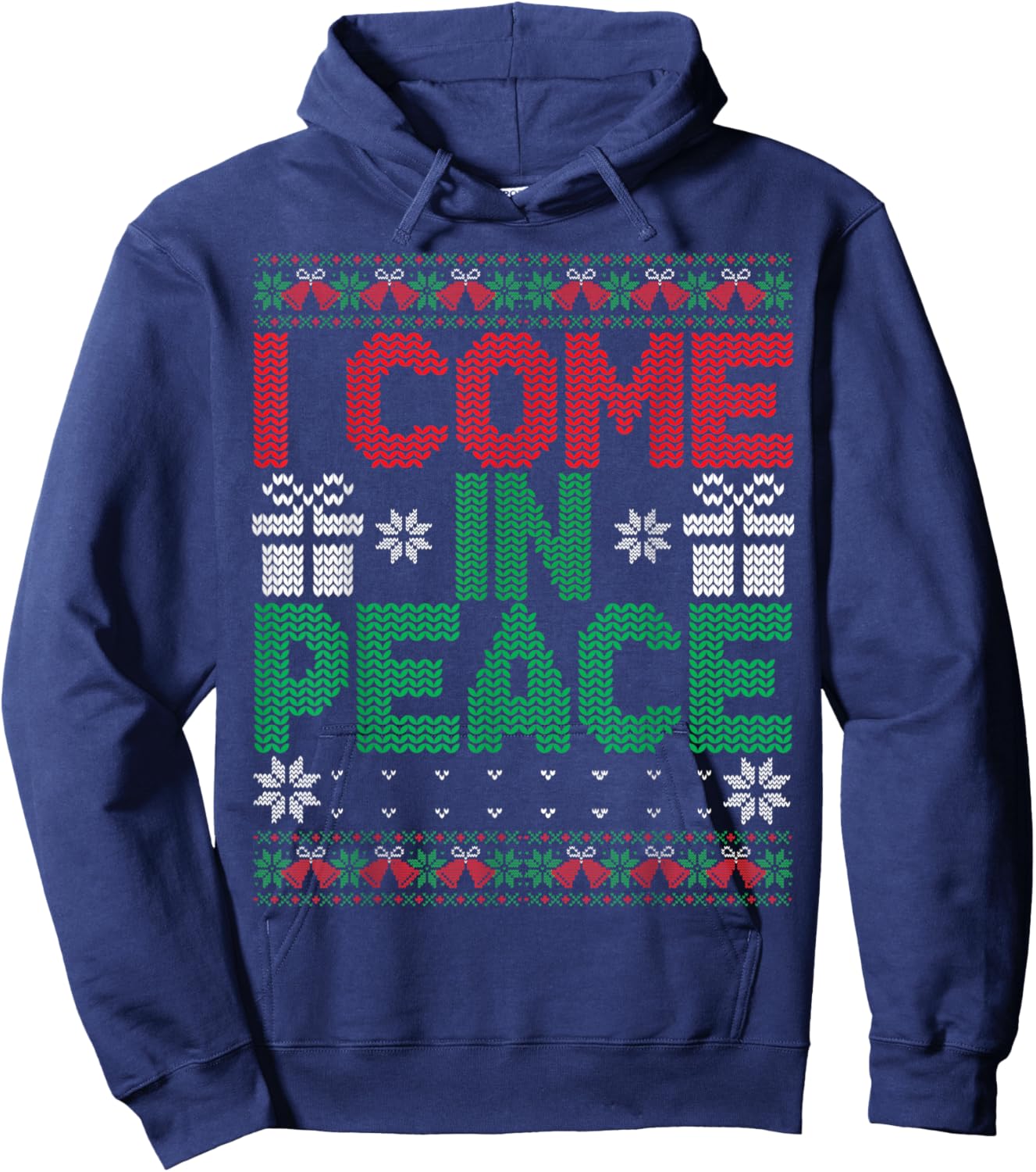 I Come In Peace I'm Peace Matching Ugly Christmas Sweater Hoodie - Hoodie | Navy