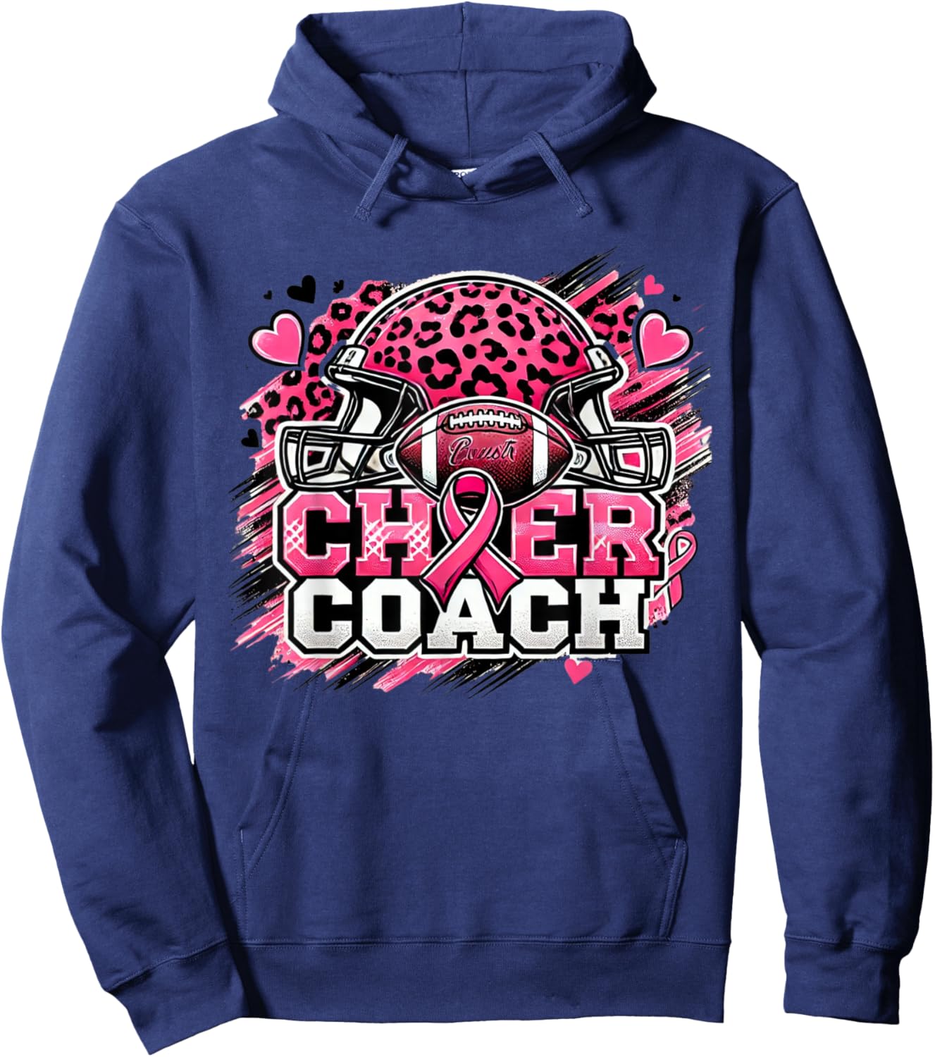 Cheer Coach Football Breast Cancer Awareness Day Hoodie - Hoodie | Navy