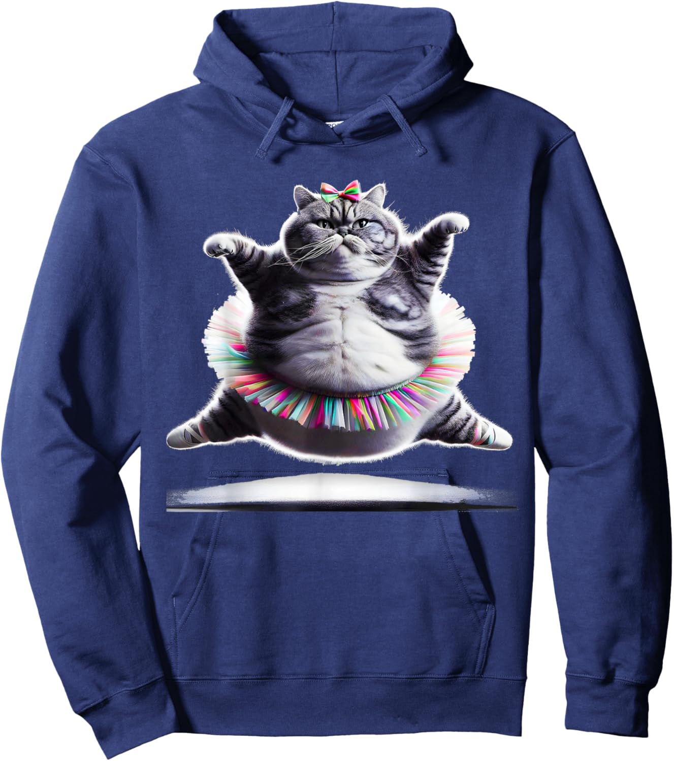 Funny Chubby Ballet Kitty Cat Wearing a Tutu Dancing. Hoodie - Hoodie | Navy
