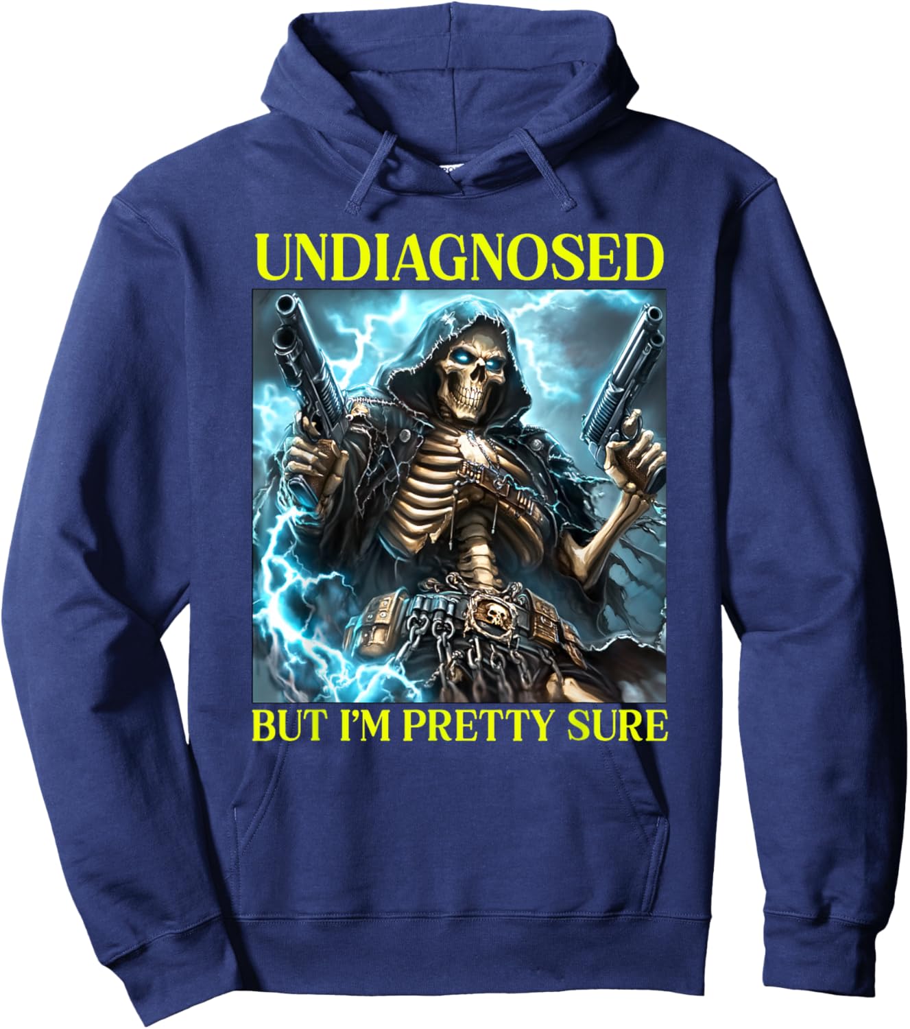 Badass Skeleton Undiagnosed Autism Brainrot Hoodie - Hoodie | Navy