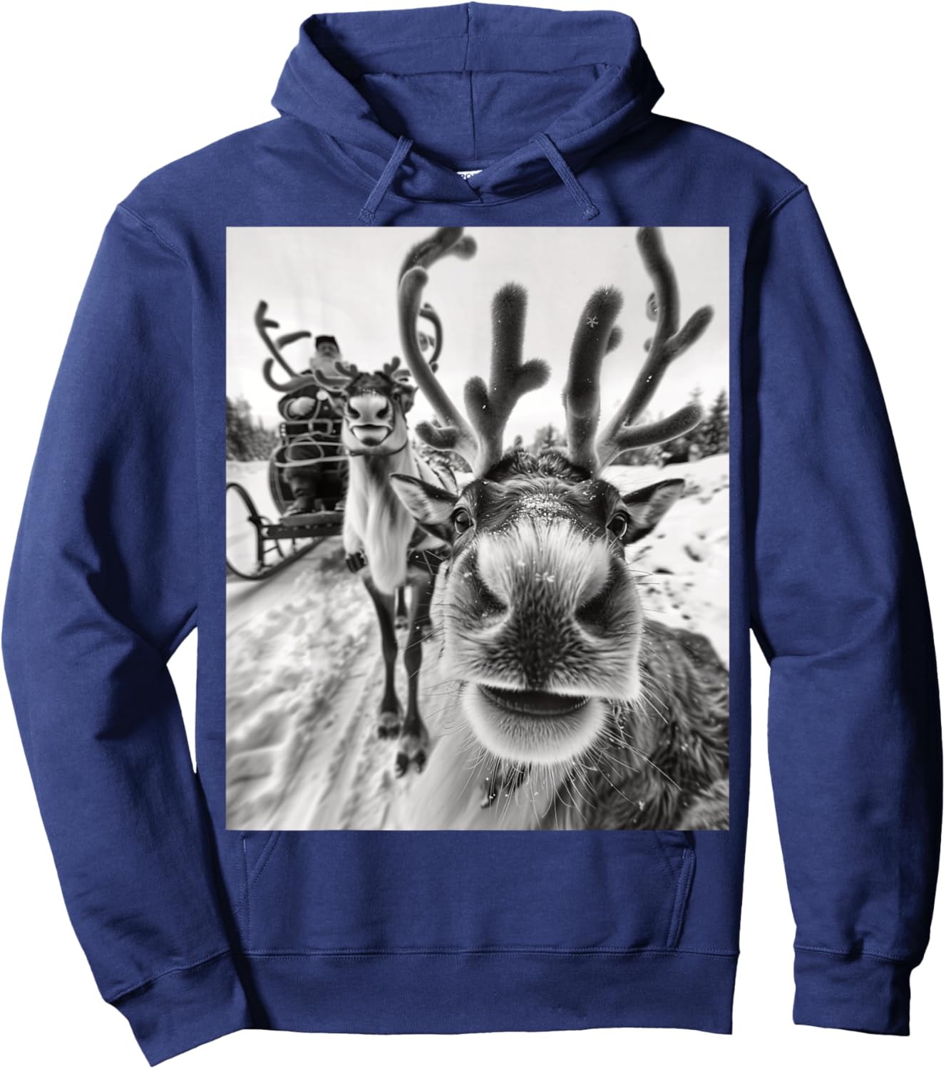 Funny Reindeer Selfie Christmas Hoodie - Hoodie | Navy