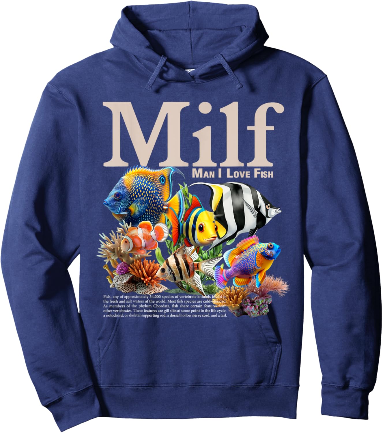 MILF Man I Love Fish Funny Fishing Fisherman Humor Nature Hoodie - Hoodie | Navy