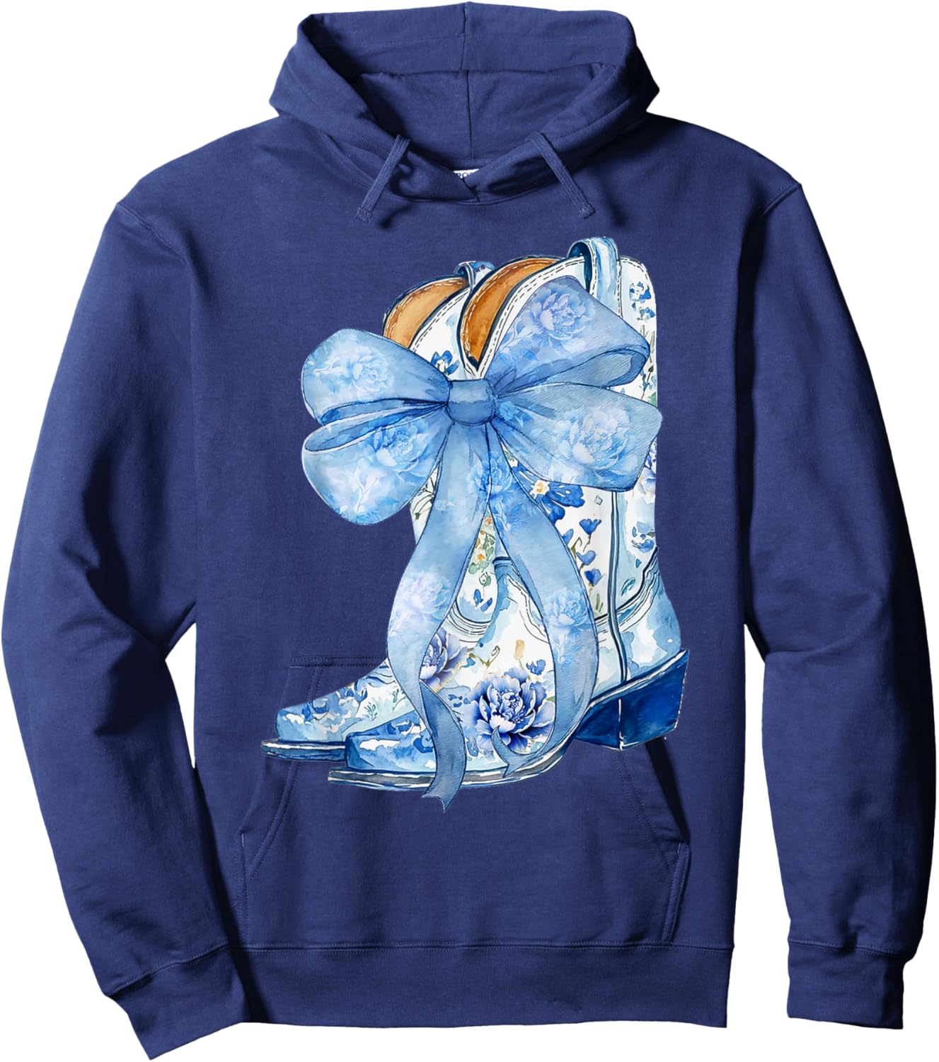Cowgirl Boots Blue Cowgirl Shirt Girls Hoodie - Hoodie | Navy