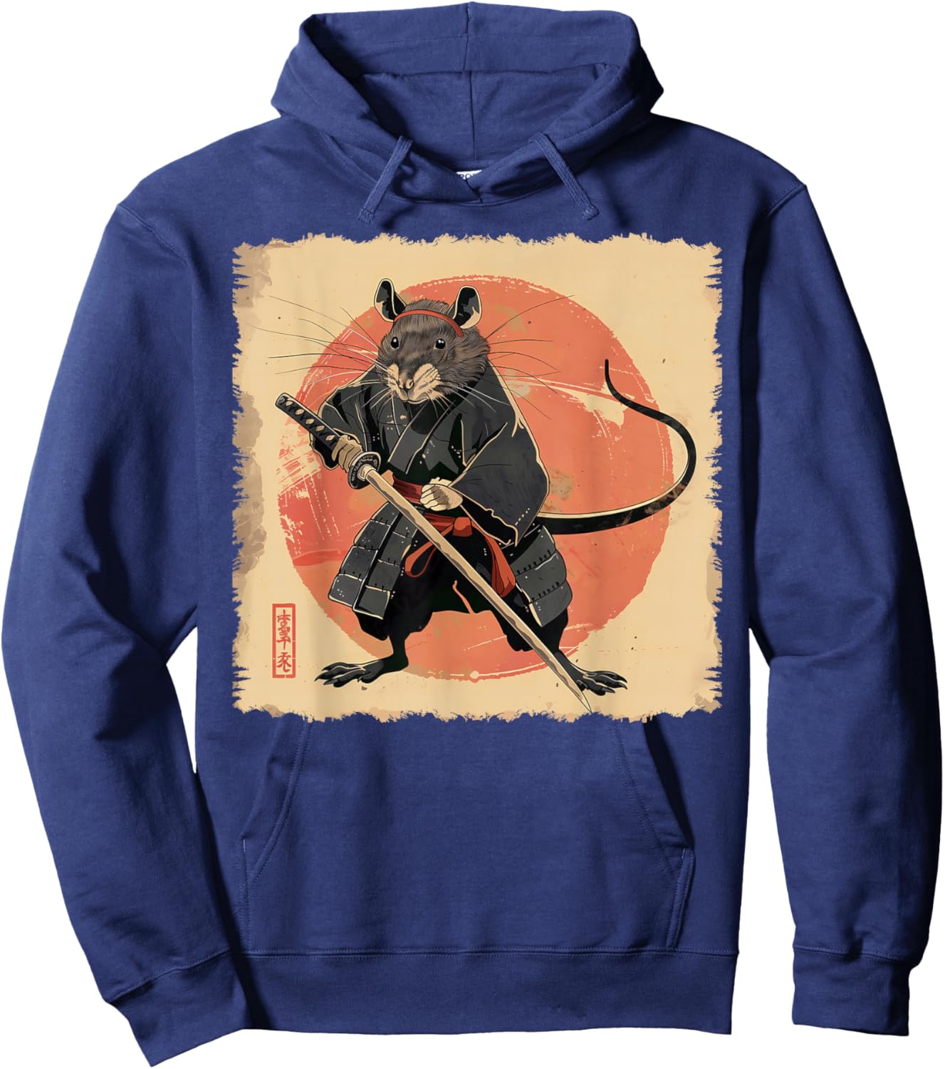Rat Mouse Japanese Art Samurai Ukiyo-e Vintage Hoodie - Hoodie | Navy