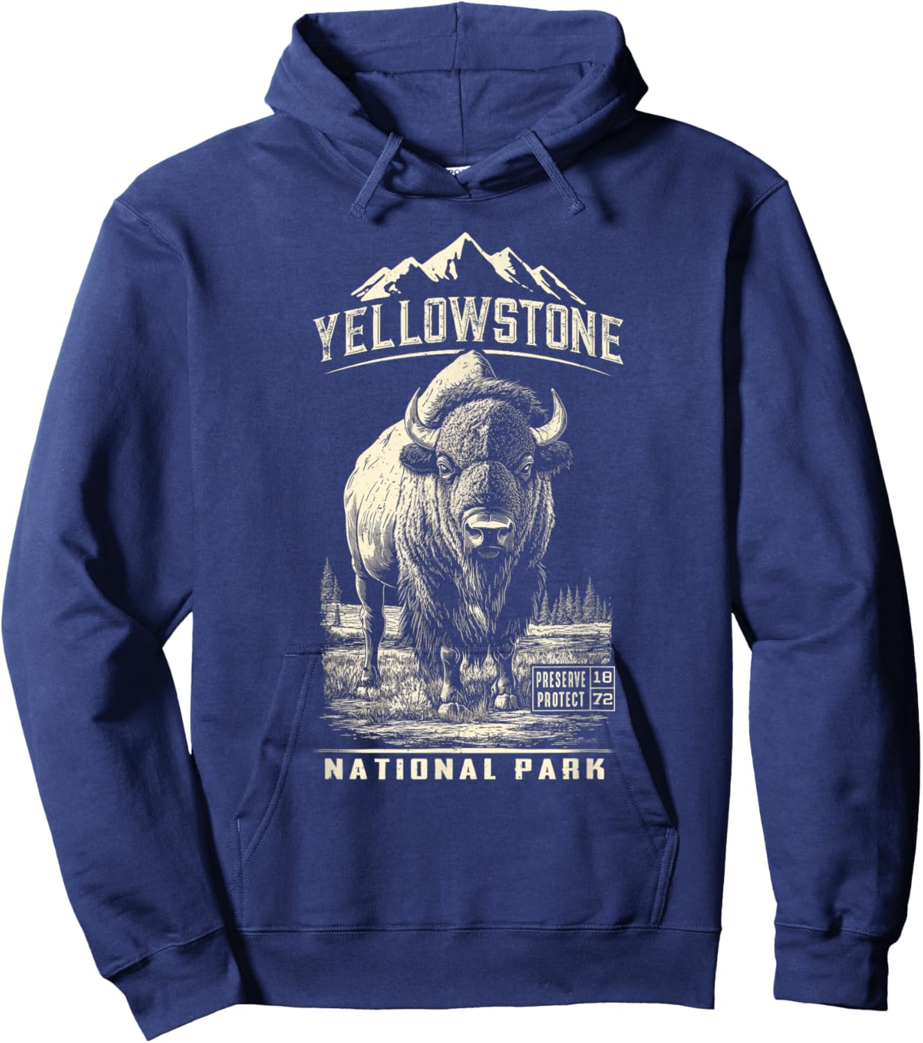 Buffalo American Bison Yellowstone National Park Hoodie - Hoodie | Navy